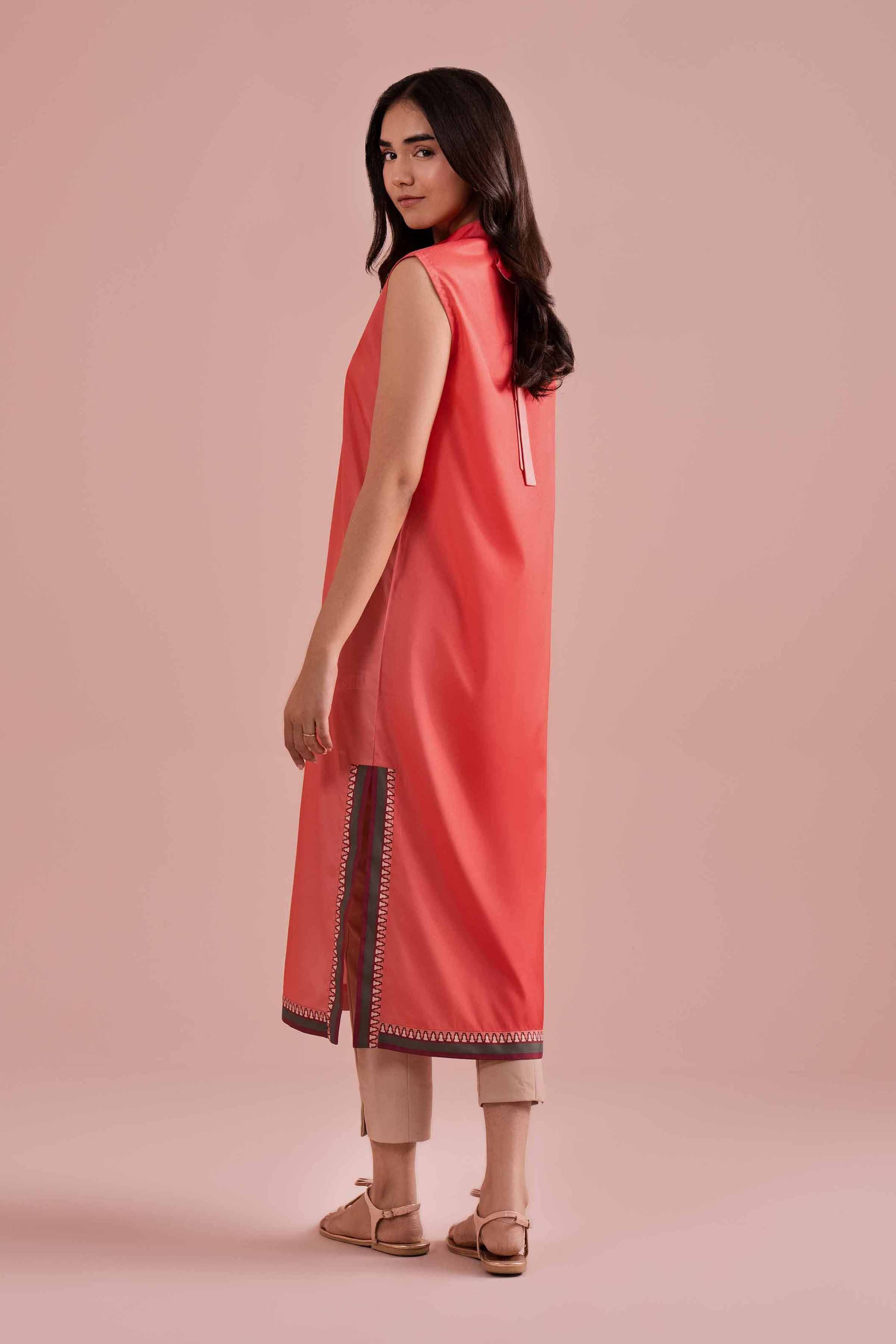 NishatUK - Red Printed Silk 1-piece ready to wear Shirt