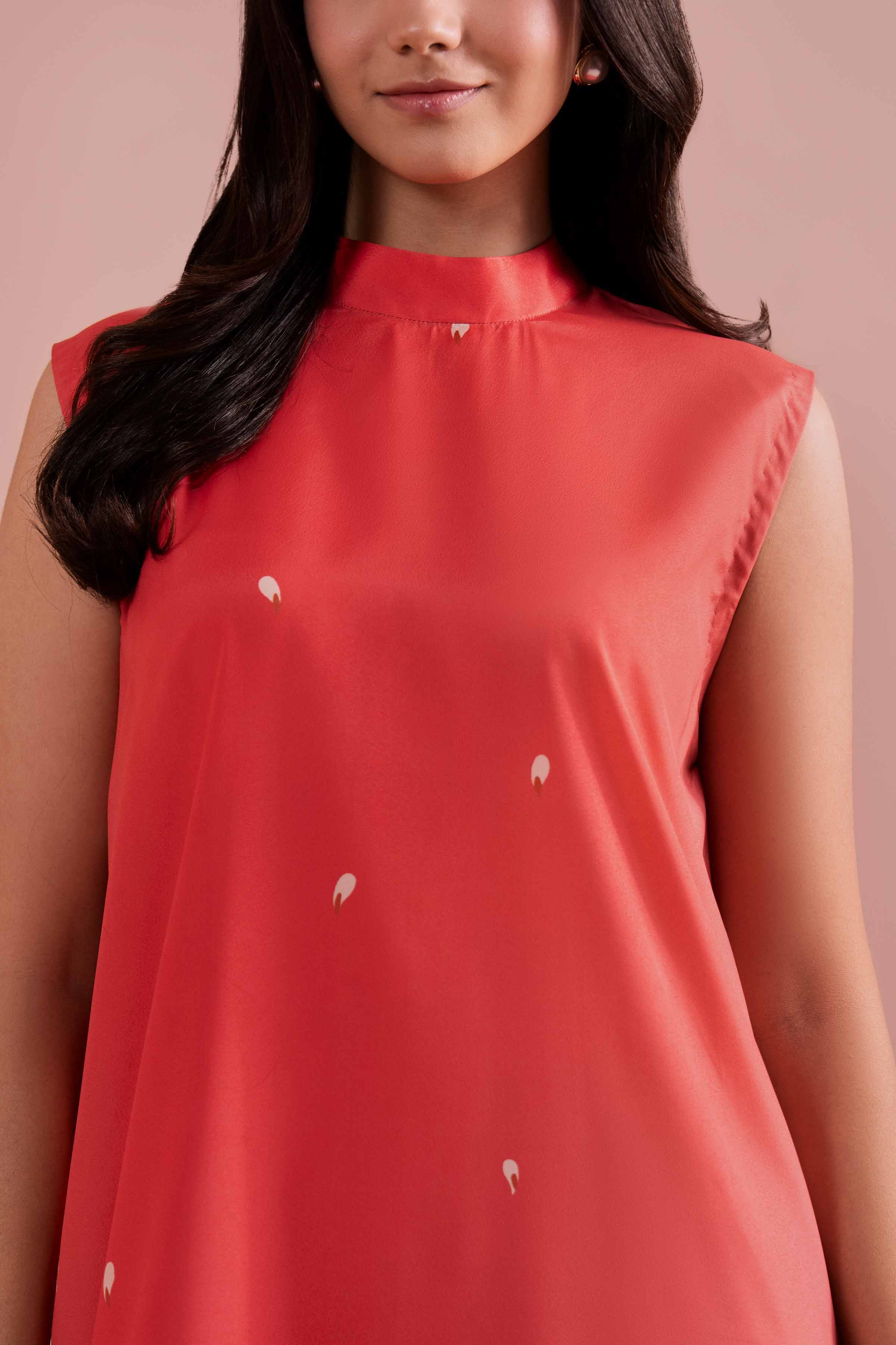 NishatUK - Red Printed Silk 1-piece ready to wear Shirt