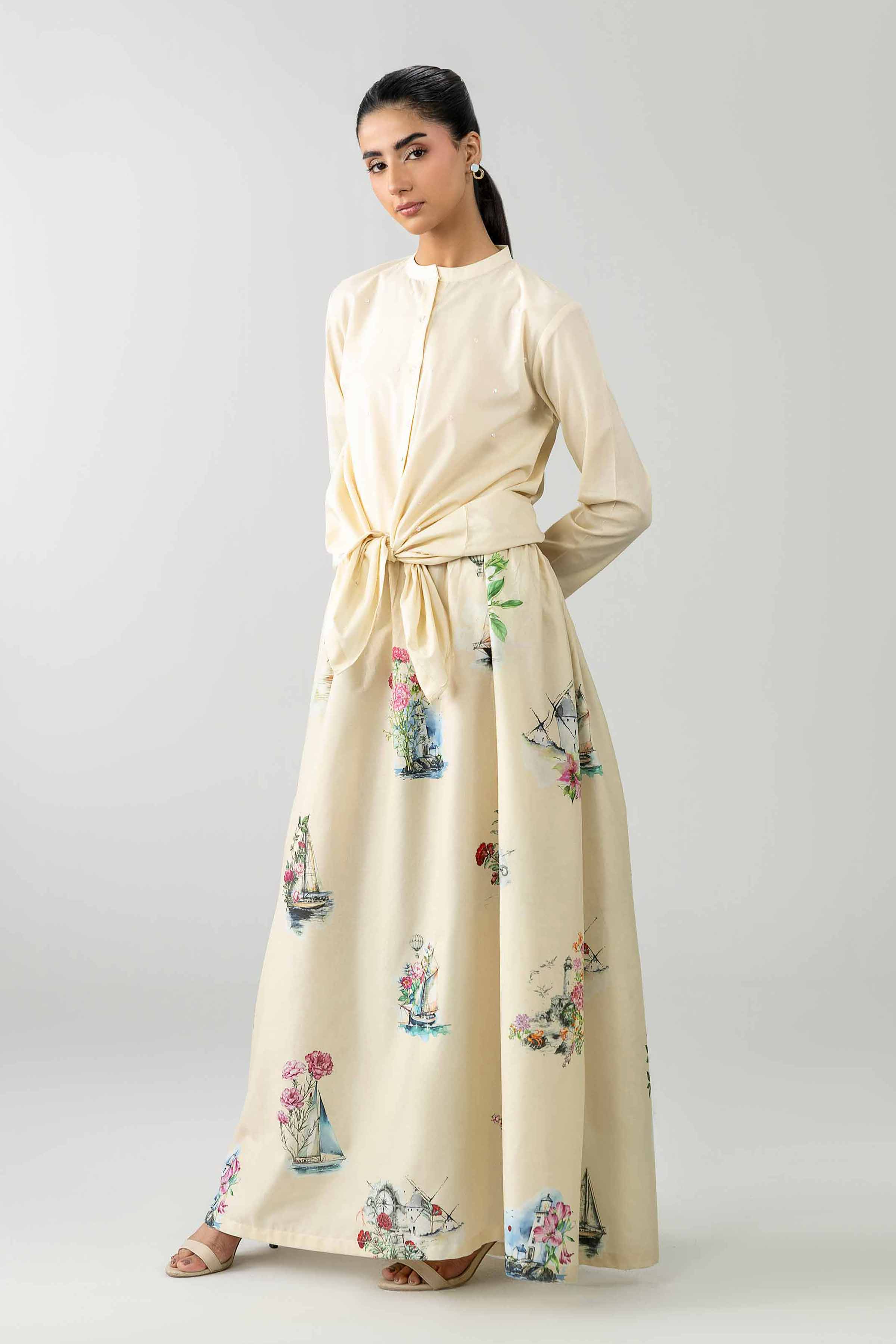 Nishat UK - Off White Printed Cambric 2-piece ready to wear Dress