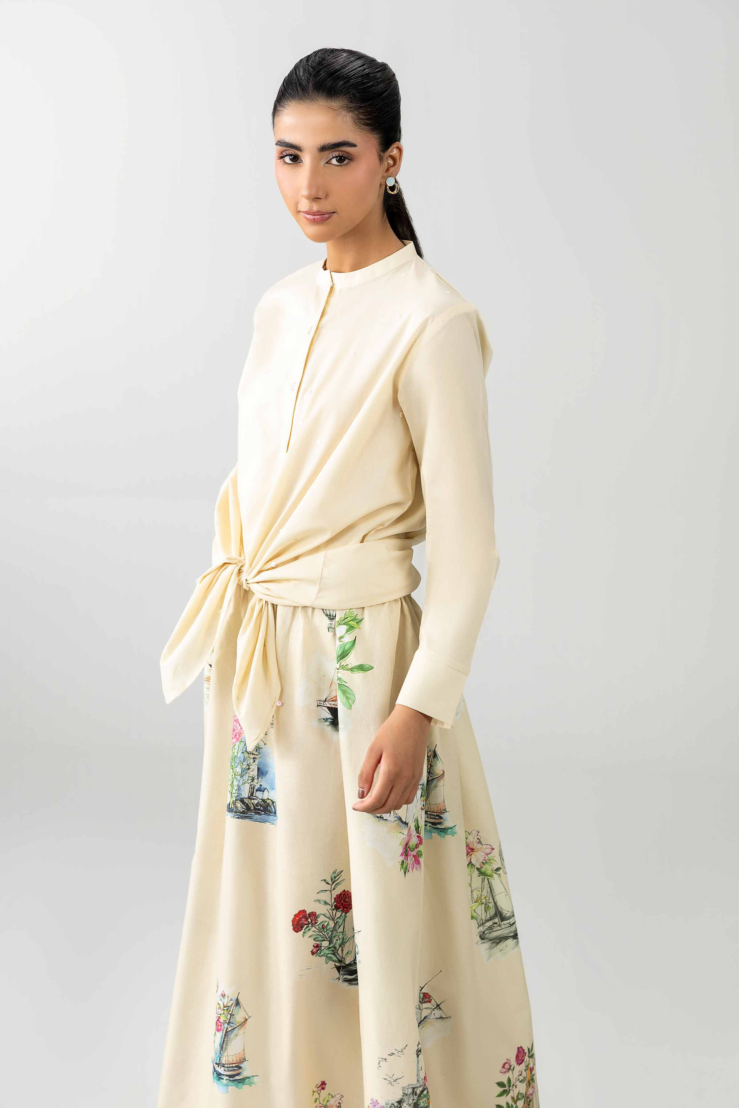 Nishat UK - Off White Printed Cambric 2-piece ready to wear Dress