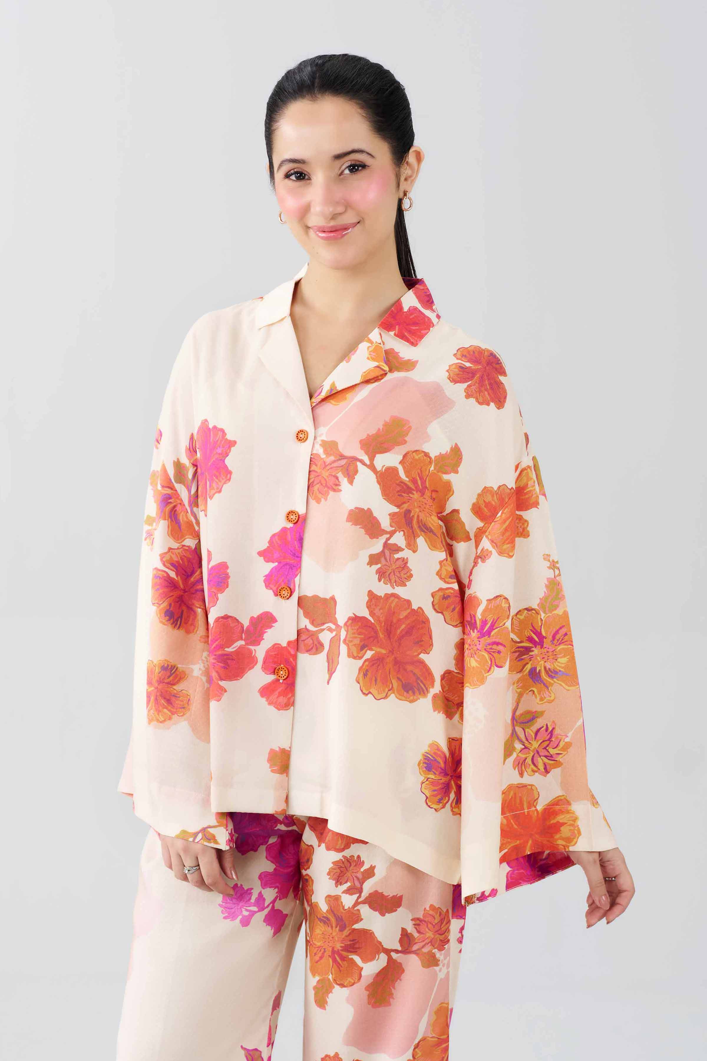 Nishat UK - Beige Printed Dobby 2-piece ready to wear Dress