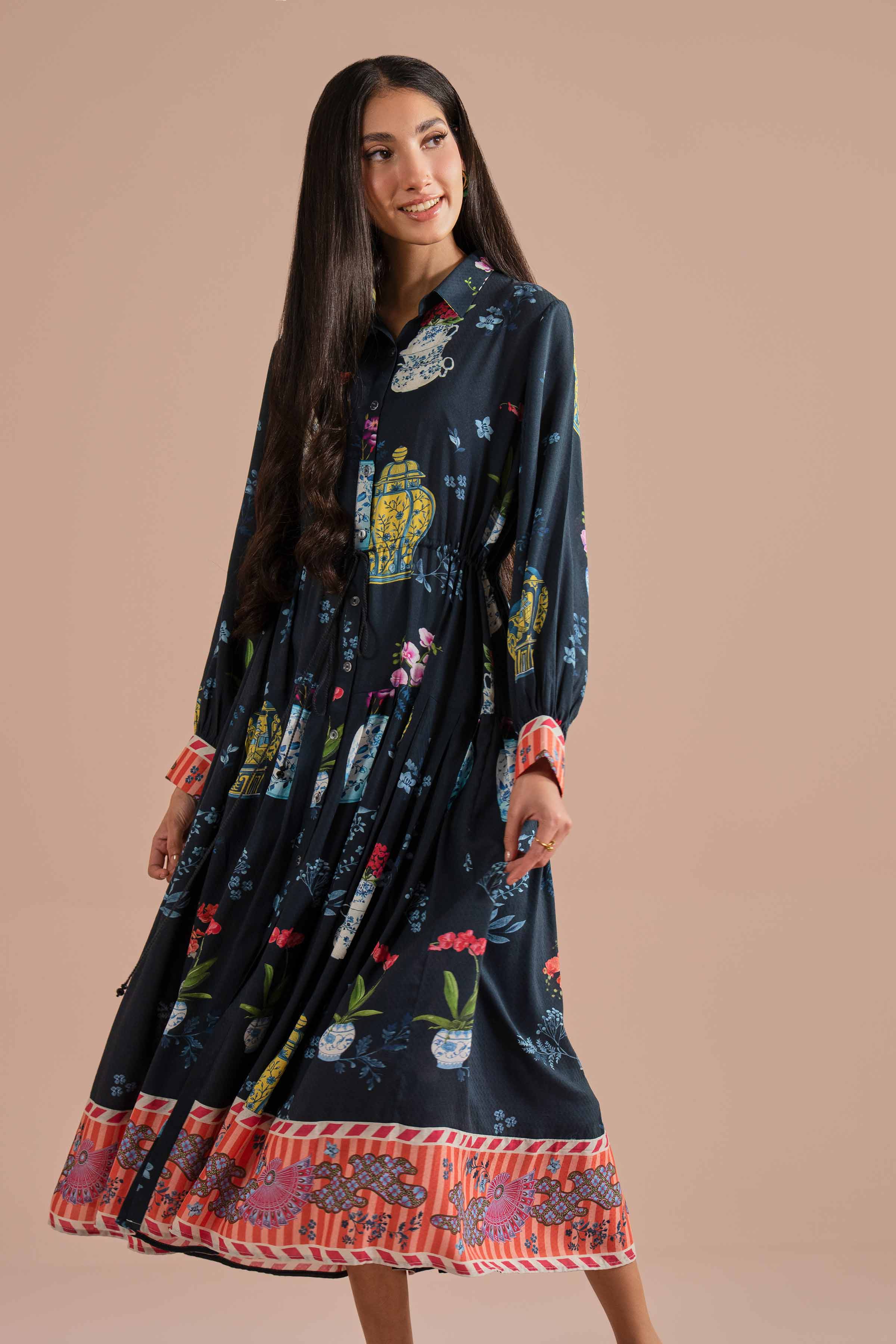 Nishat UK - Multi Printed Dobby 1-piece ready to wear dress