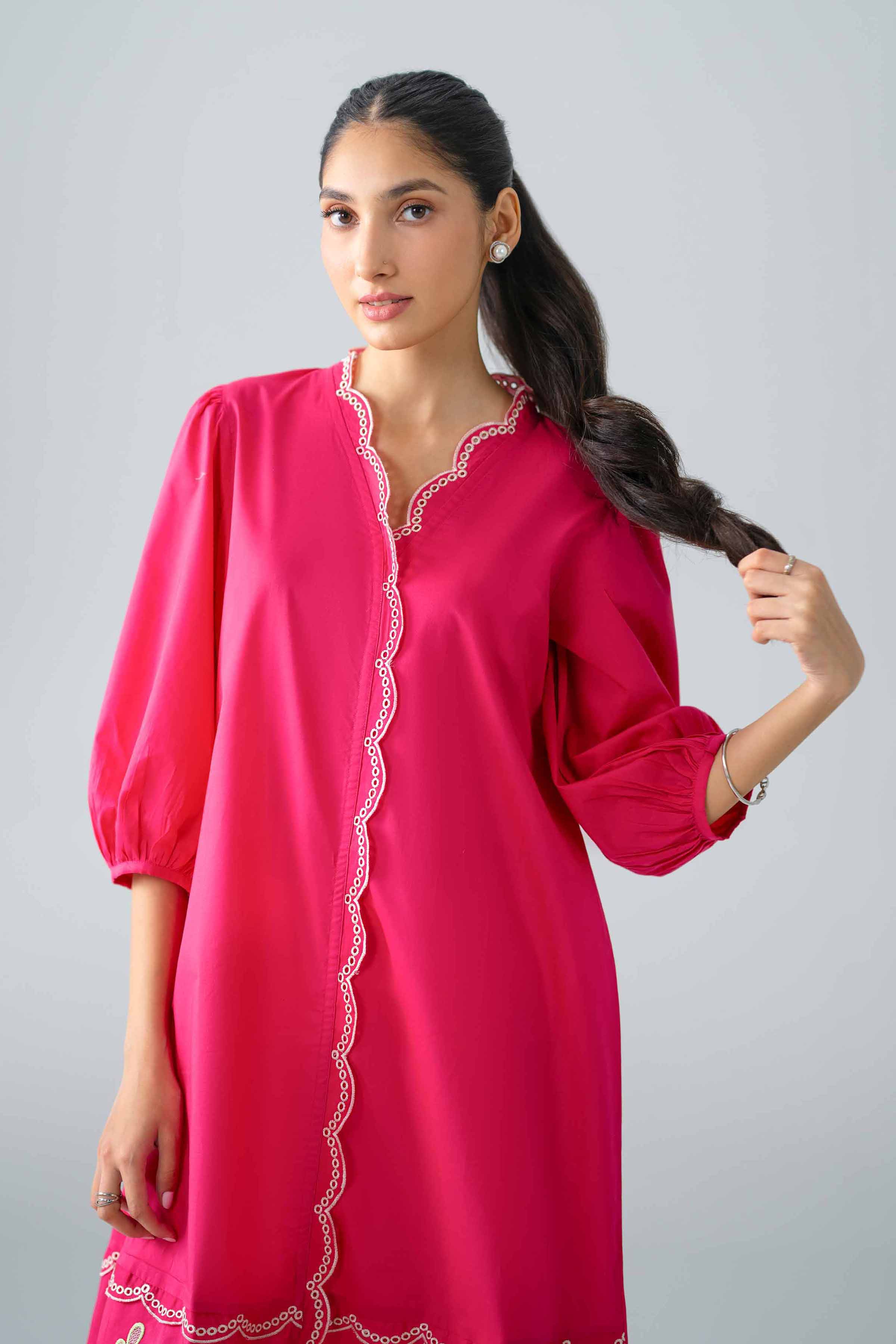 Nishat UK - Pink Embroidered Cambric 1-piece ready to wear dress