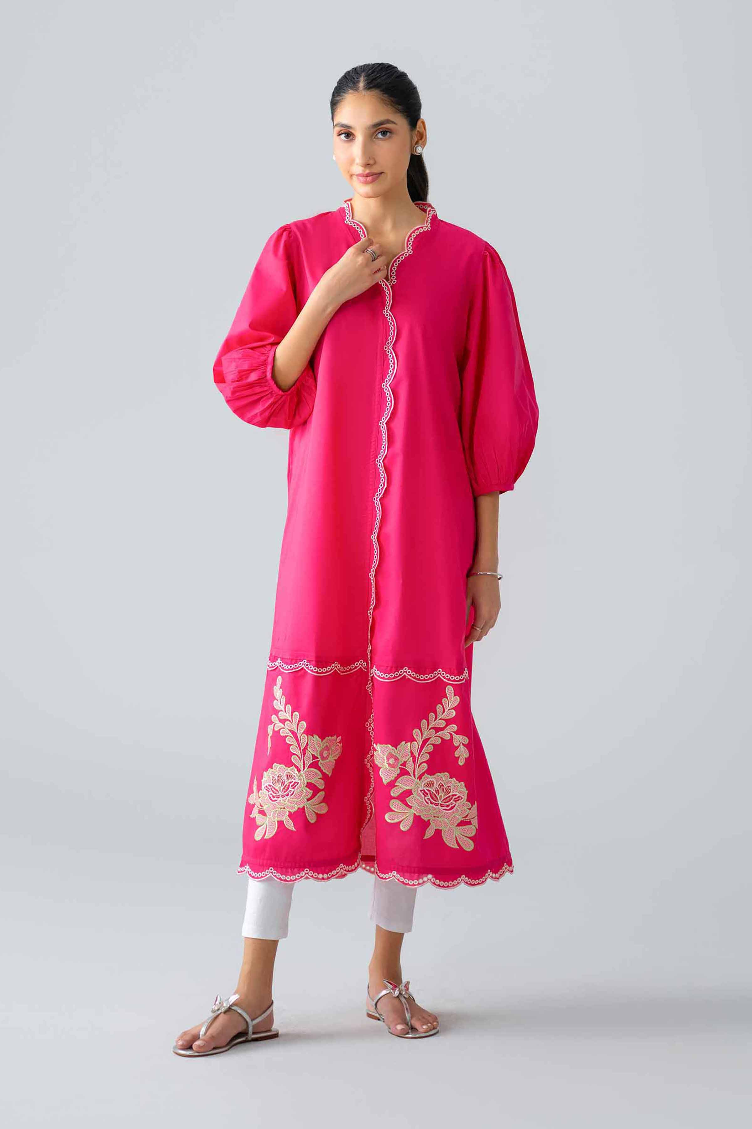 Nishat UK - Pink Embroidered Cambric 1-piece ready to wear dress