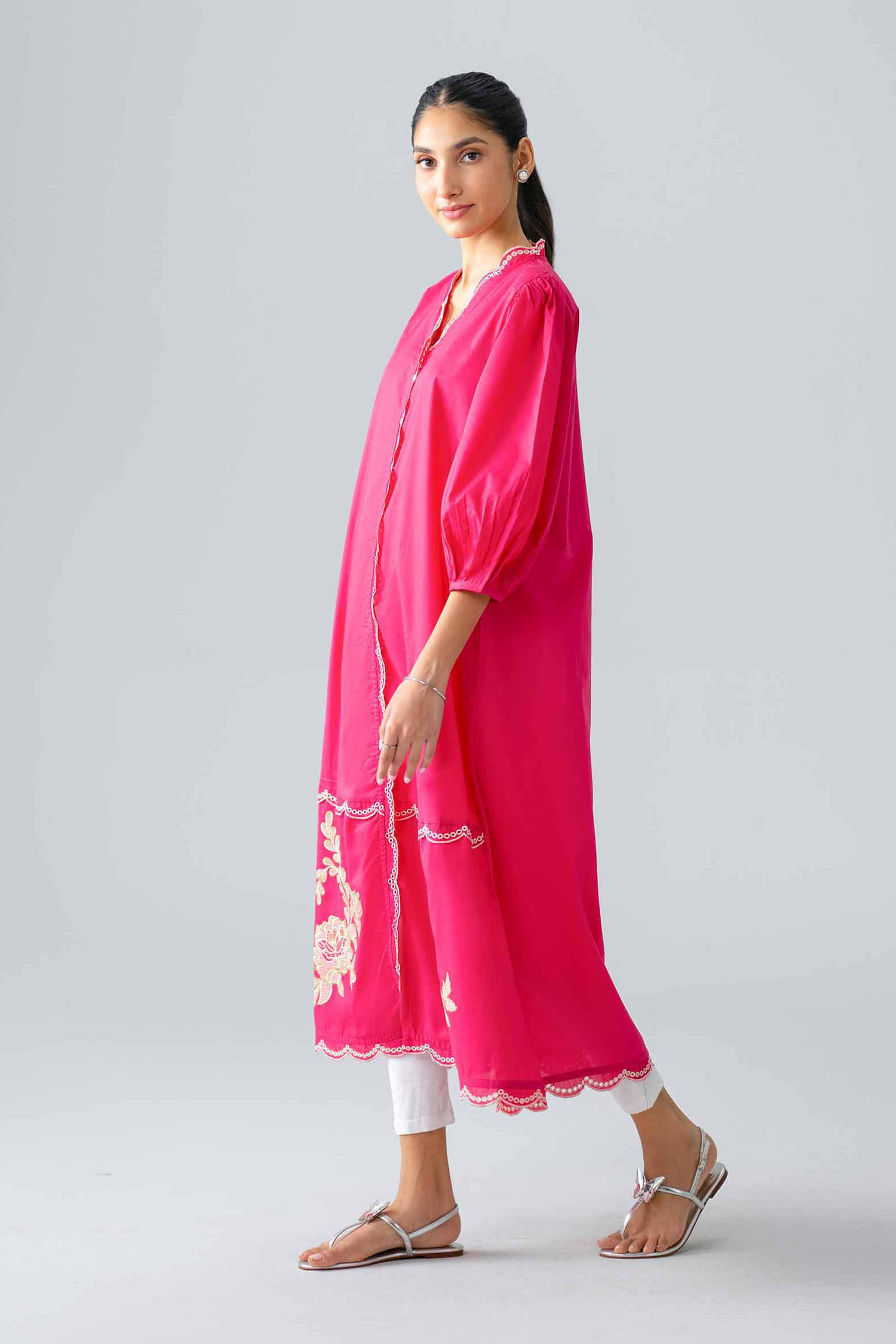 Nishat UK - Pink Embroidered Cambric 1-piece ready to wear dress