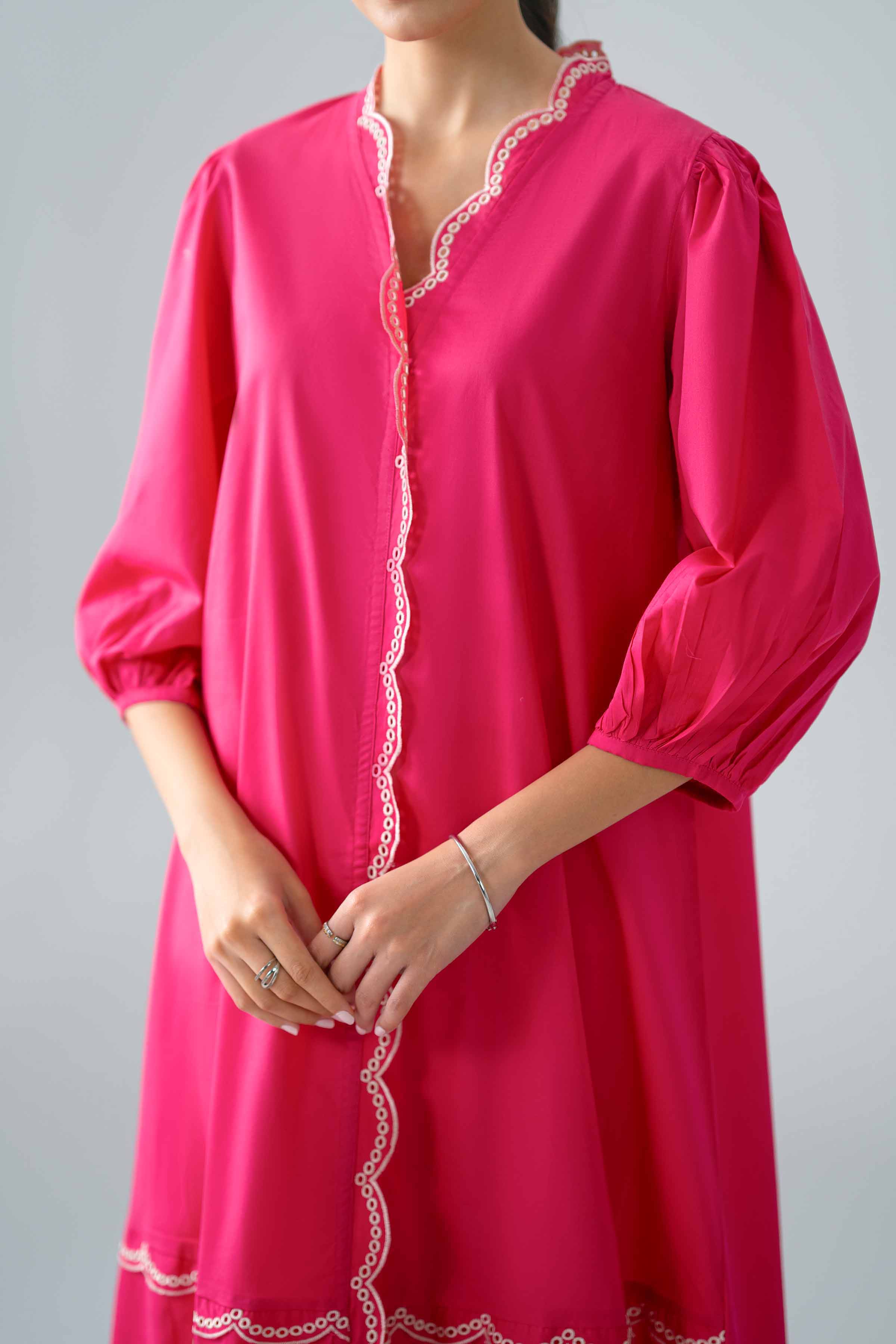 Nishat UK - Pink Embroidered Cambric 1-piece ready to wear dress