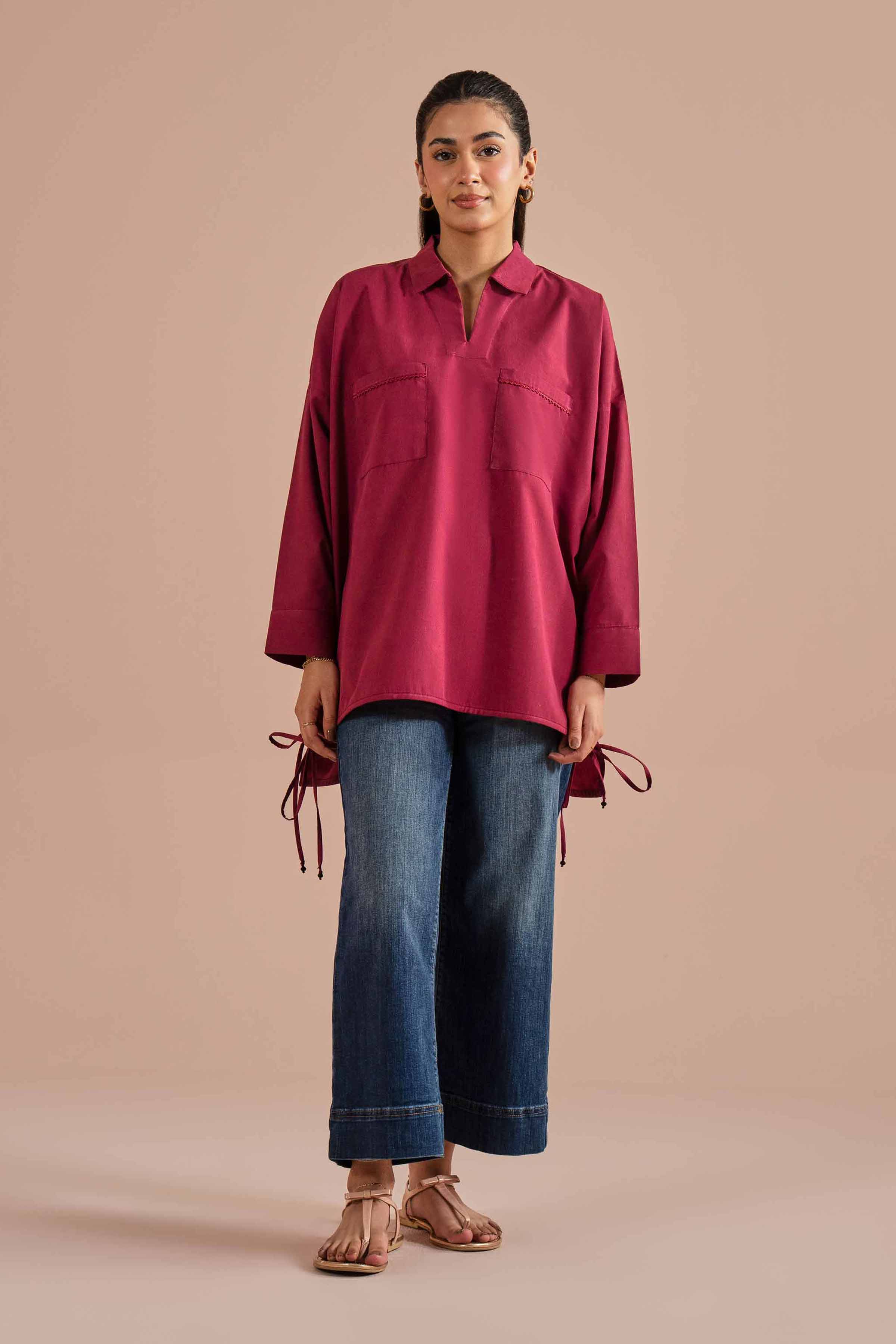 Nishat UK - Purple Solids Cotton 1-piece ready to wear tunic