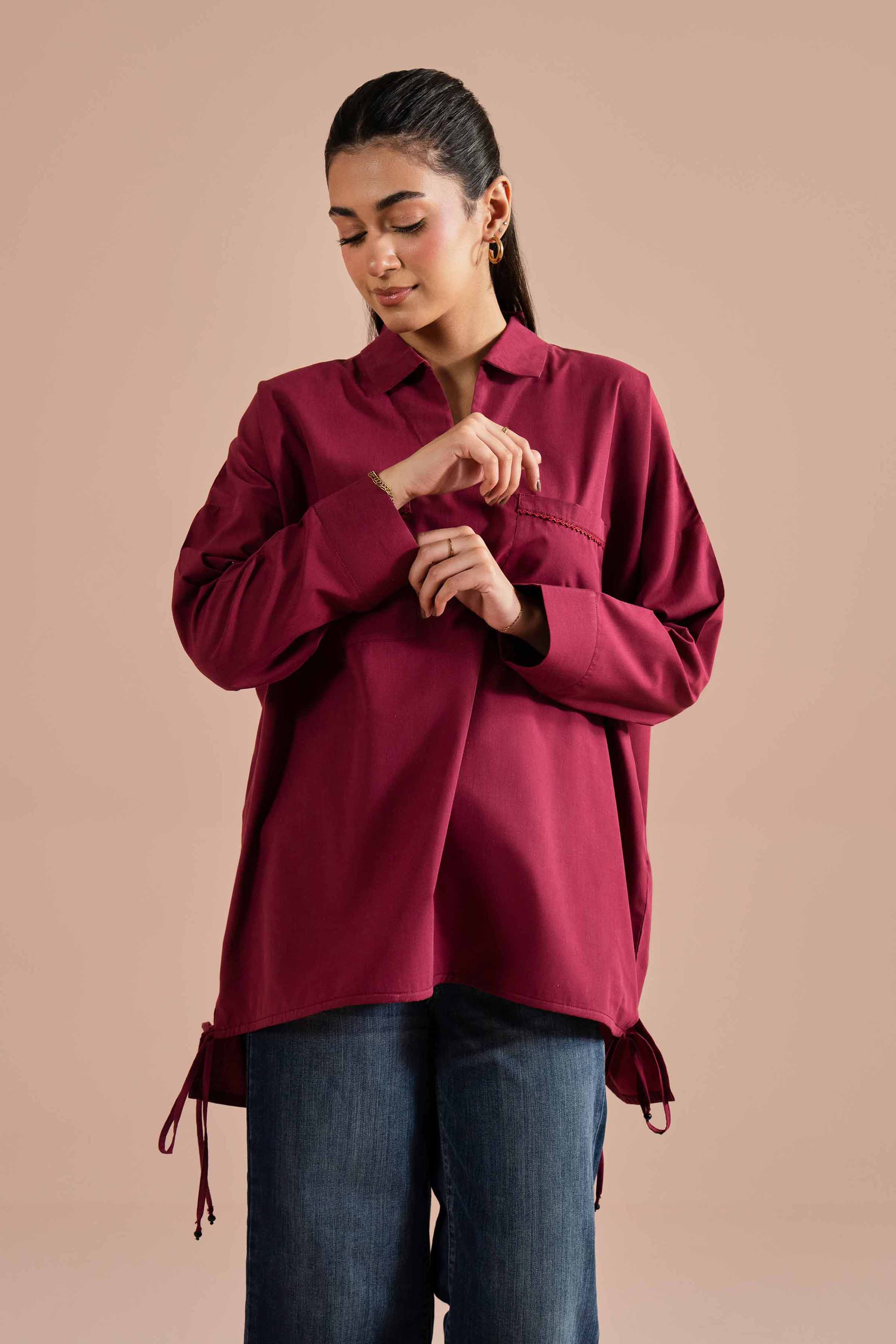 Nishat UK - Purple Solids Cotton 1-piece ready to wear tunic