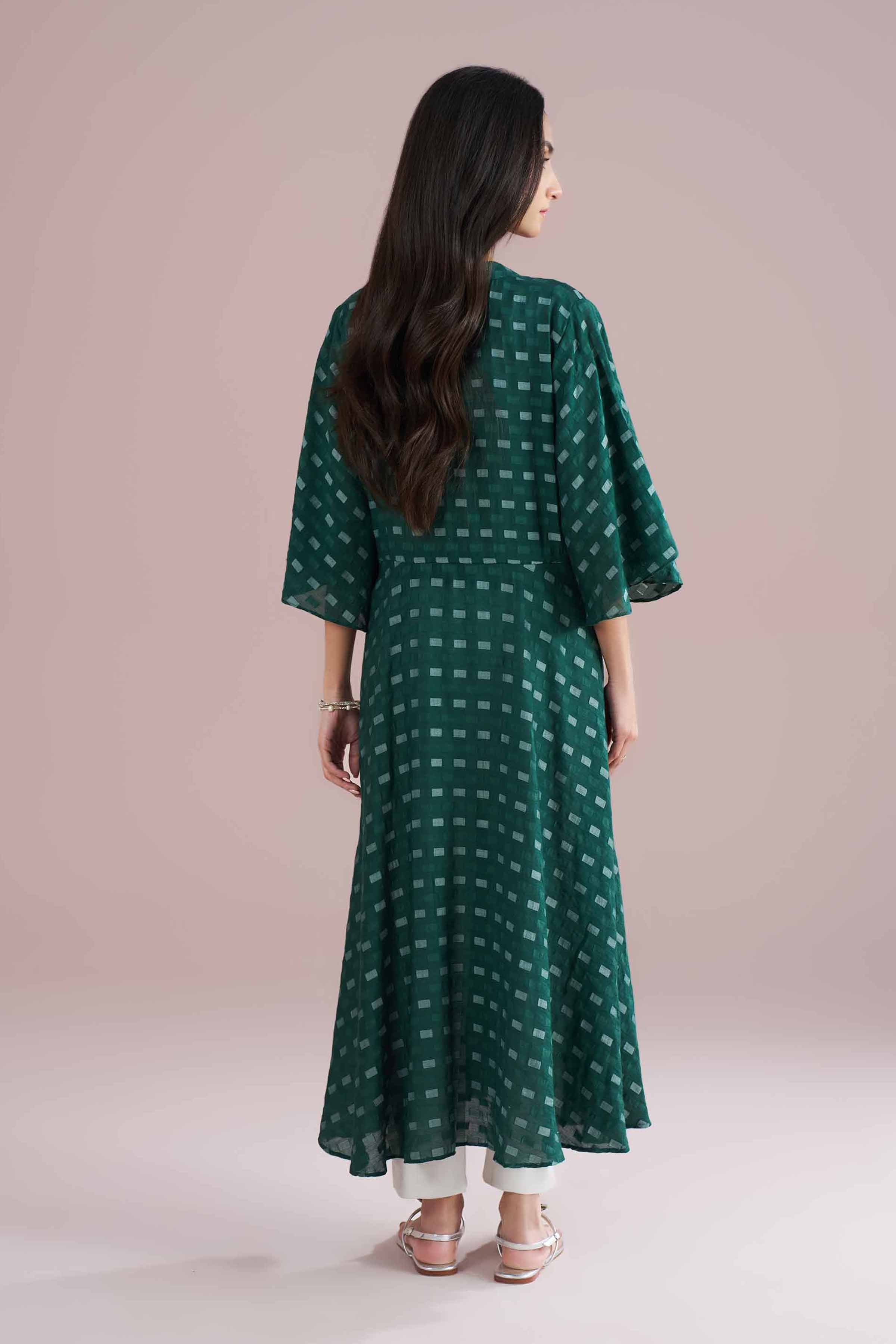 NishatUK - Green Solids Jacquard 1-piece ready to wear dress