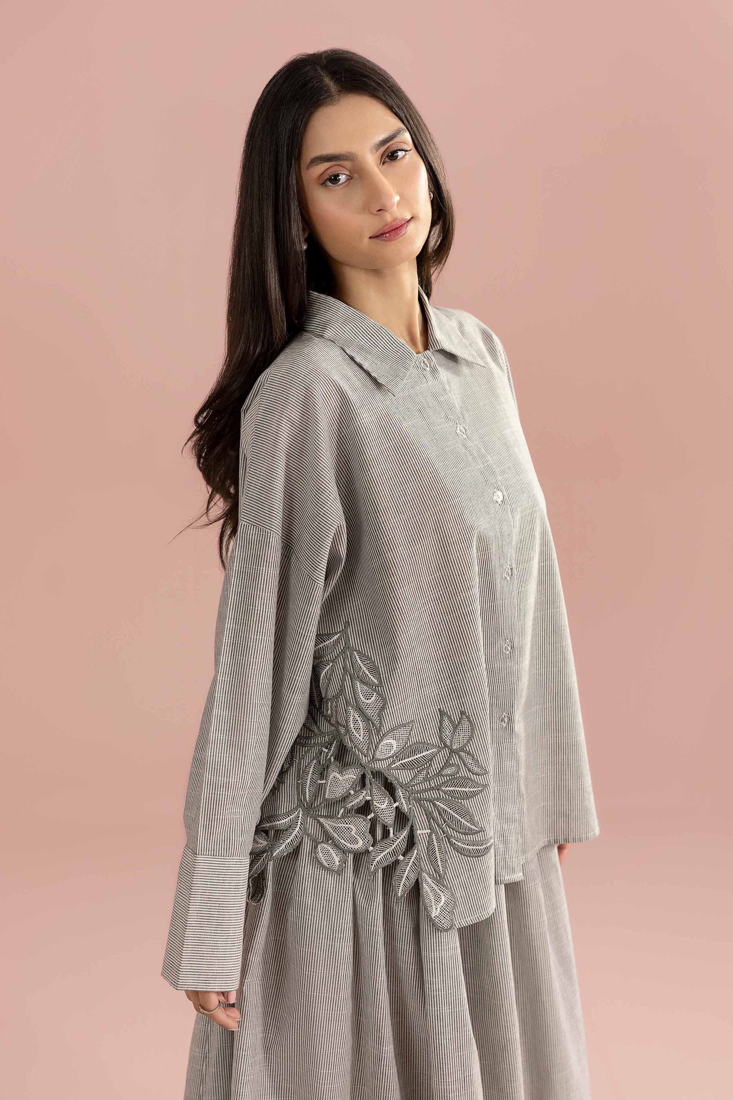 NishatUK - Black Embroidered Cotton 2-piece ready to wear Dress