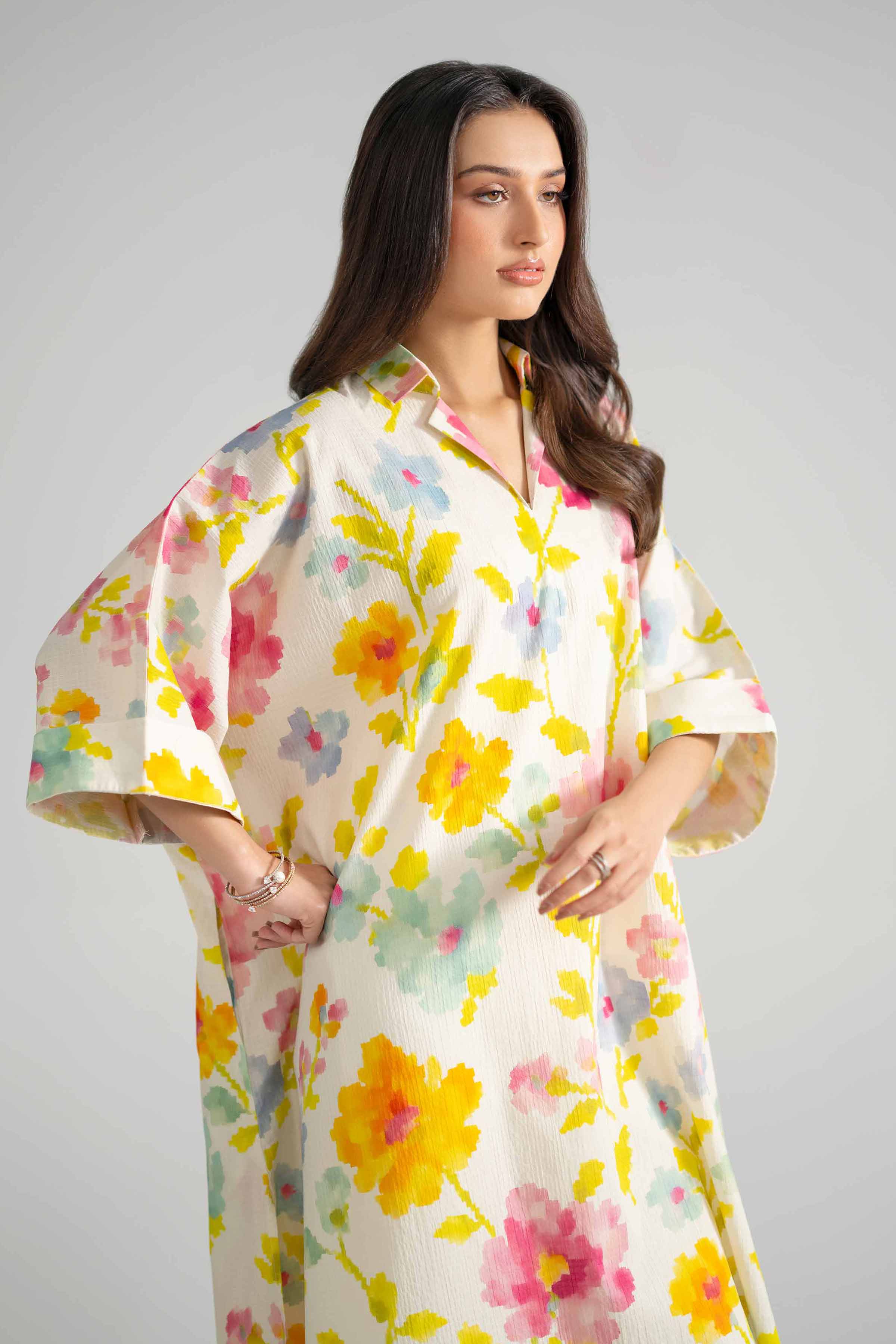 Nishat UK - Multi Printed Seer Sucker 1-piece ready to wear dress