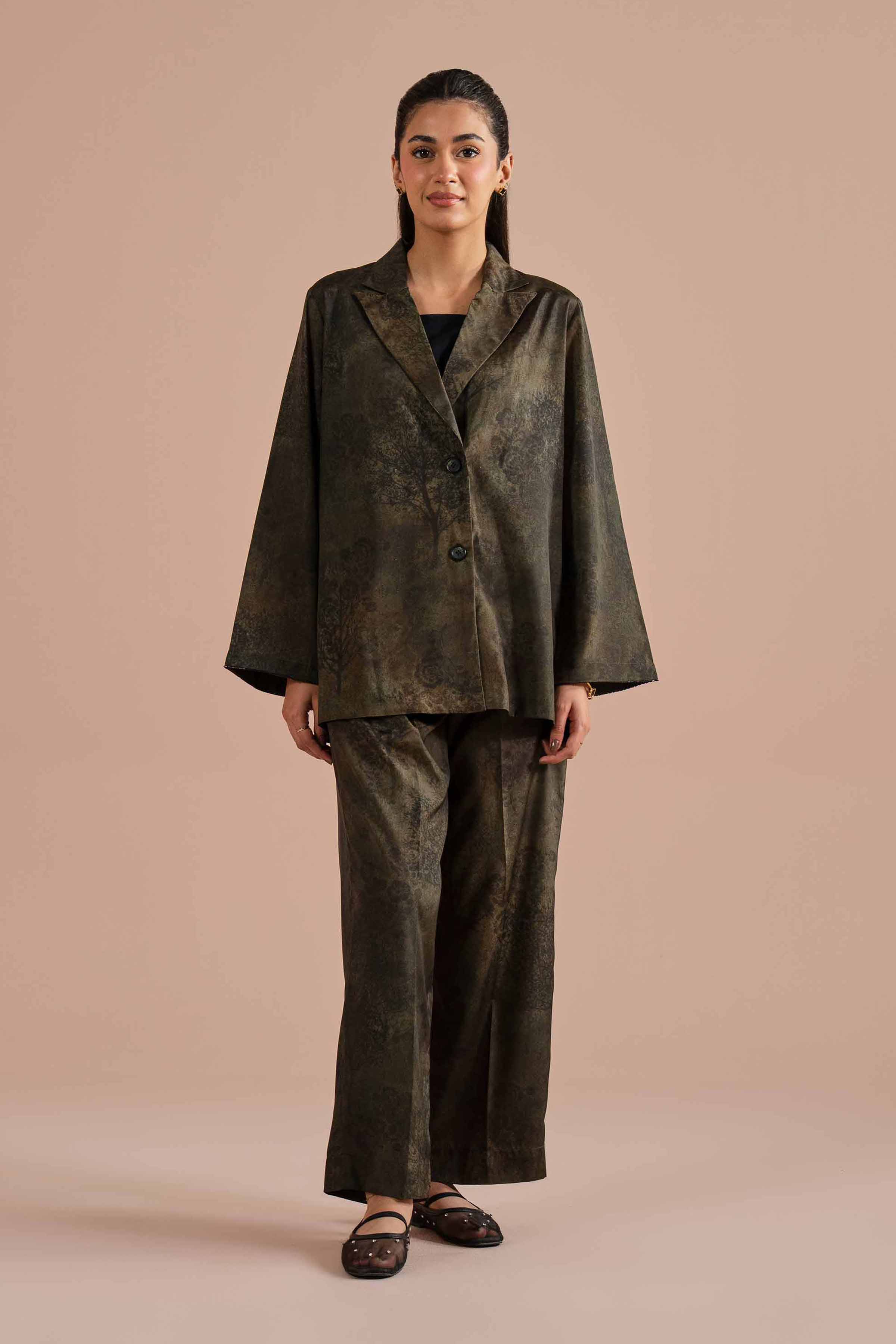 NishatUK - Green Printed Silk 2-piece ready to wear Dress