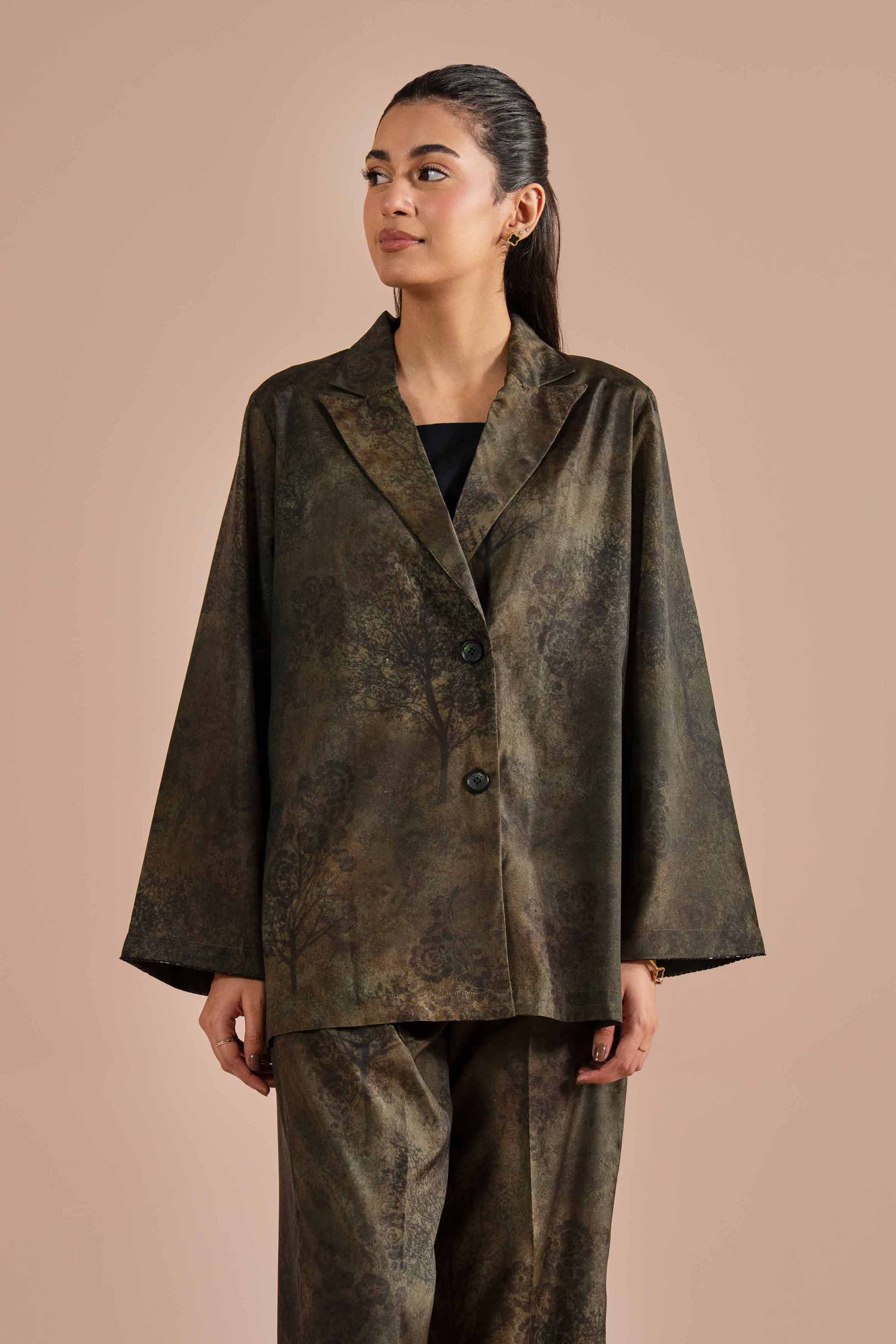 NishatUK - Green Printed Silk 2-piece ready to wear Dress