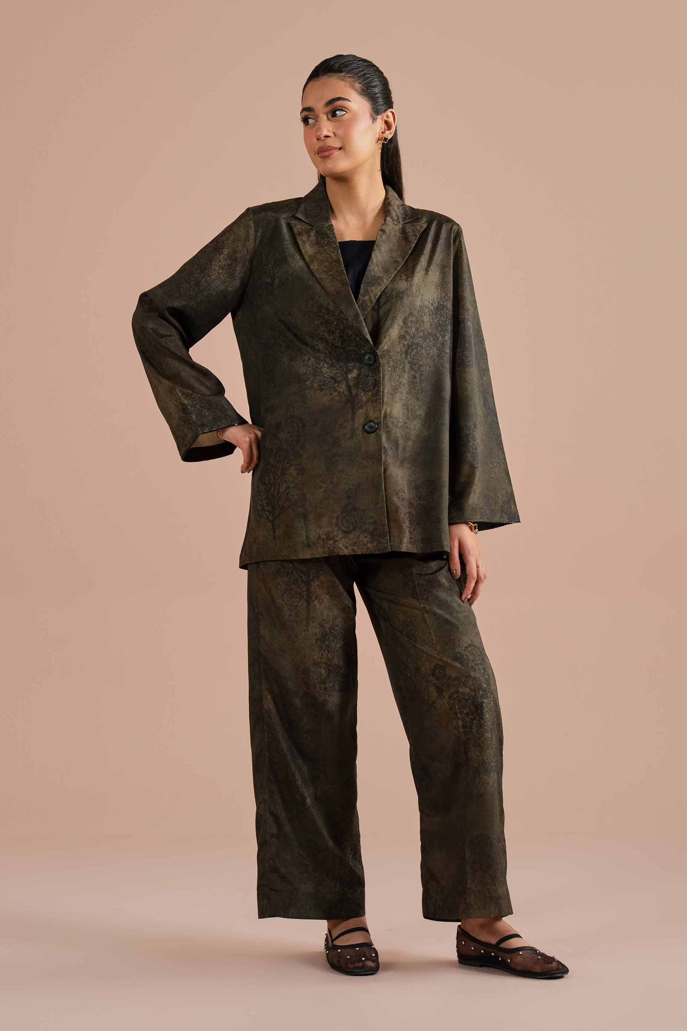 NishatUK - Green Printed Silk 2-piece ready to wear Dress