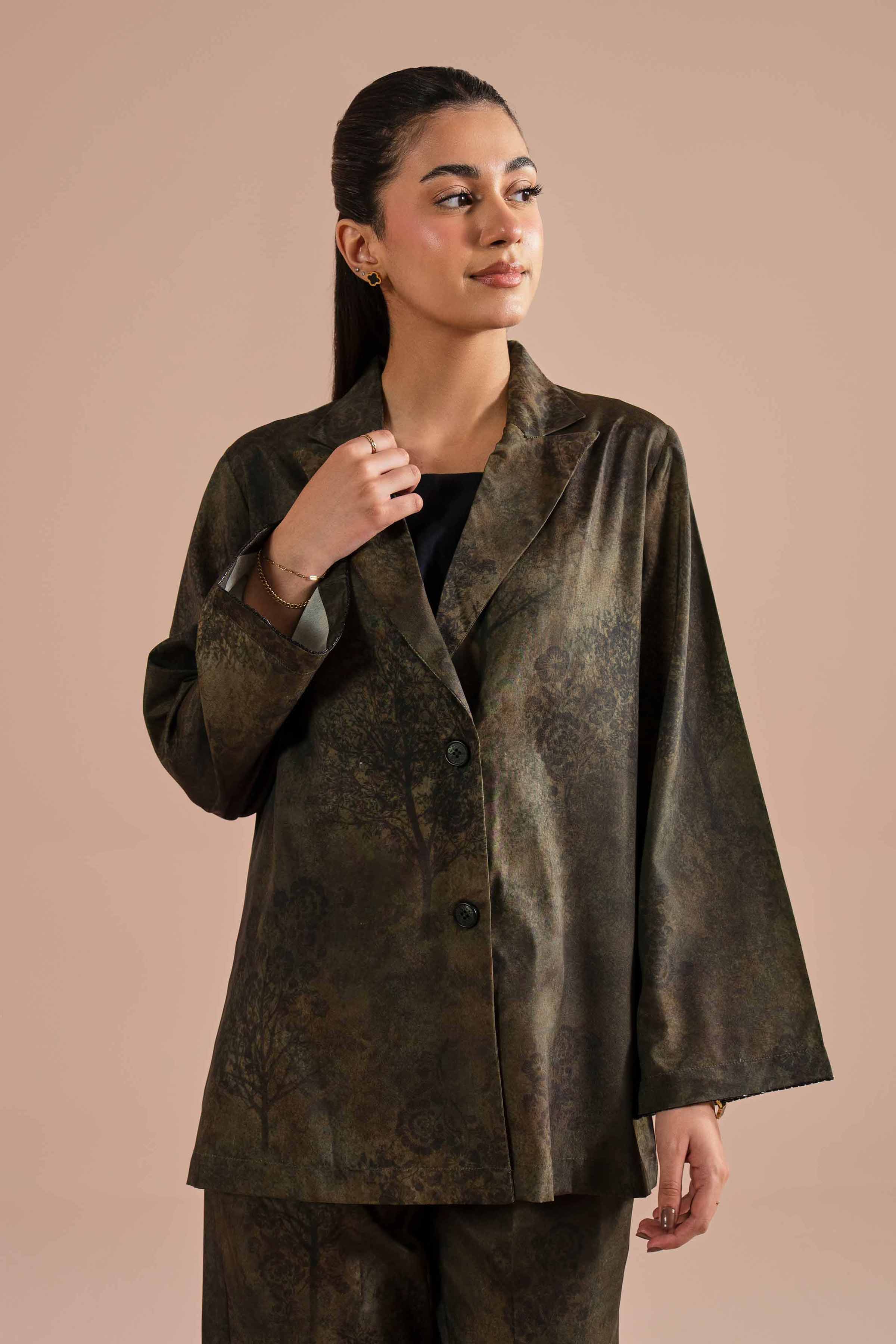 NishatUK - Green Printed Silk 2-piece ready to wear Dress