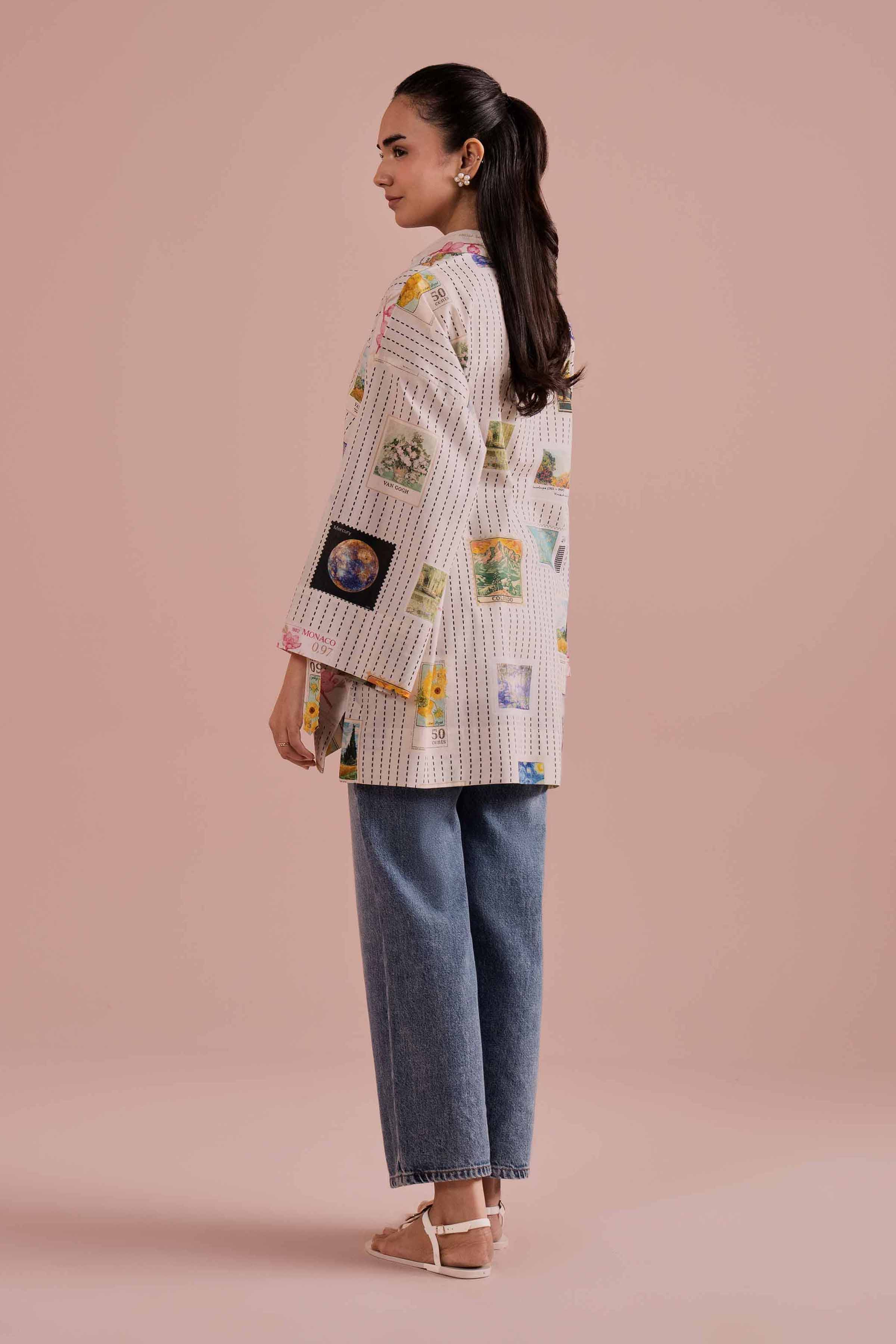 NishatUK - White Printed Cambric 1-piece ready to wear Tunic