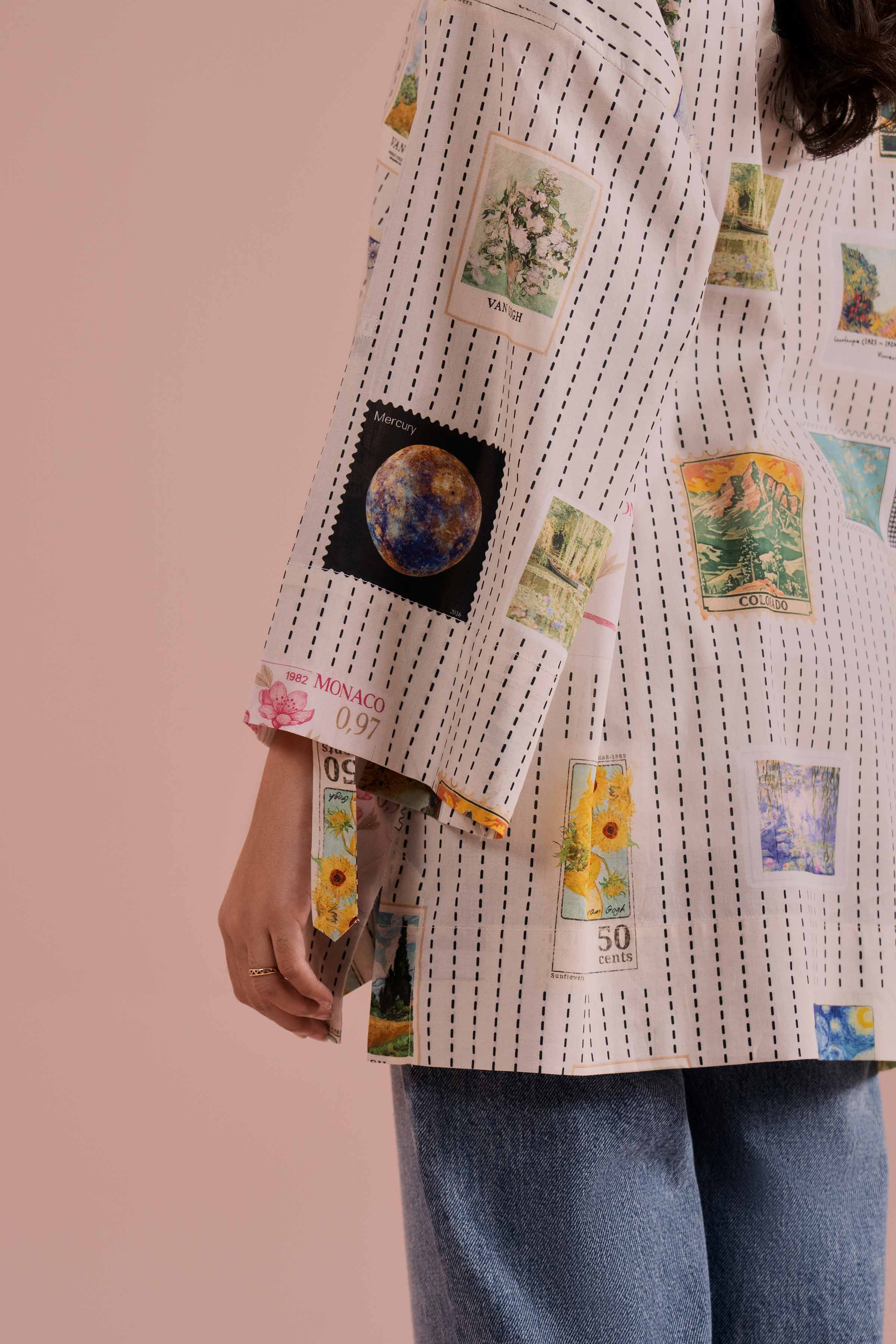 NishatUK - White Printed Cambric 1-piece ready to wear Tunic