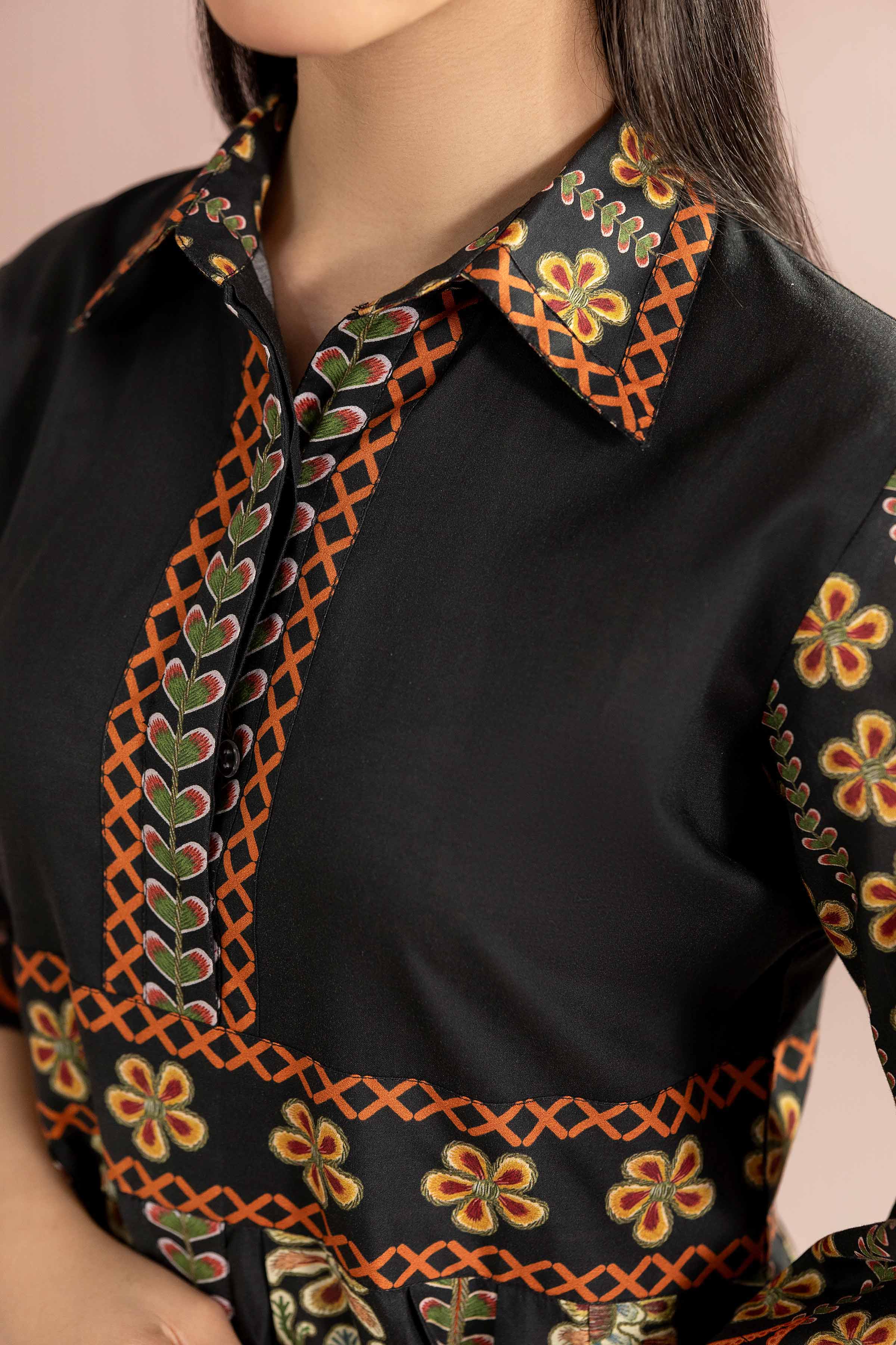 NishatUK - Black Printed Cambric 1-piece ready to wear dress