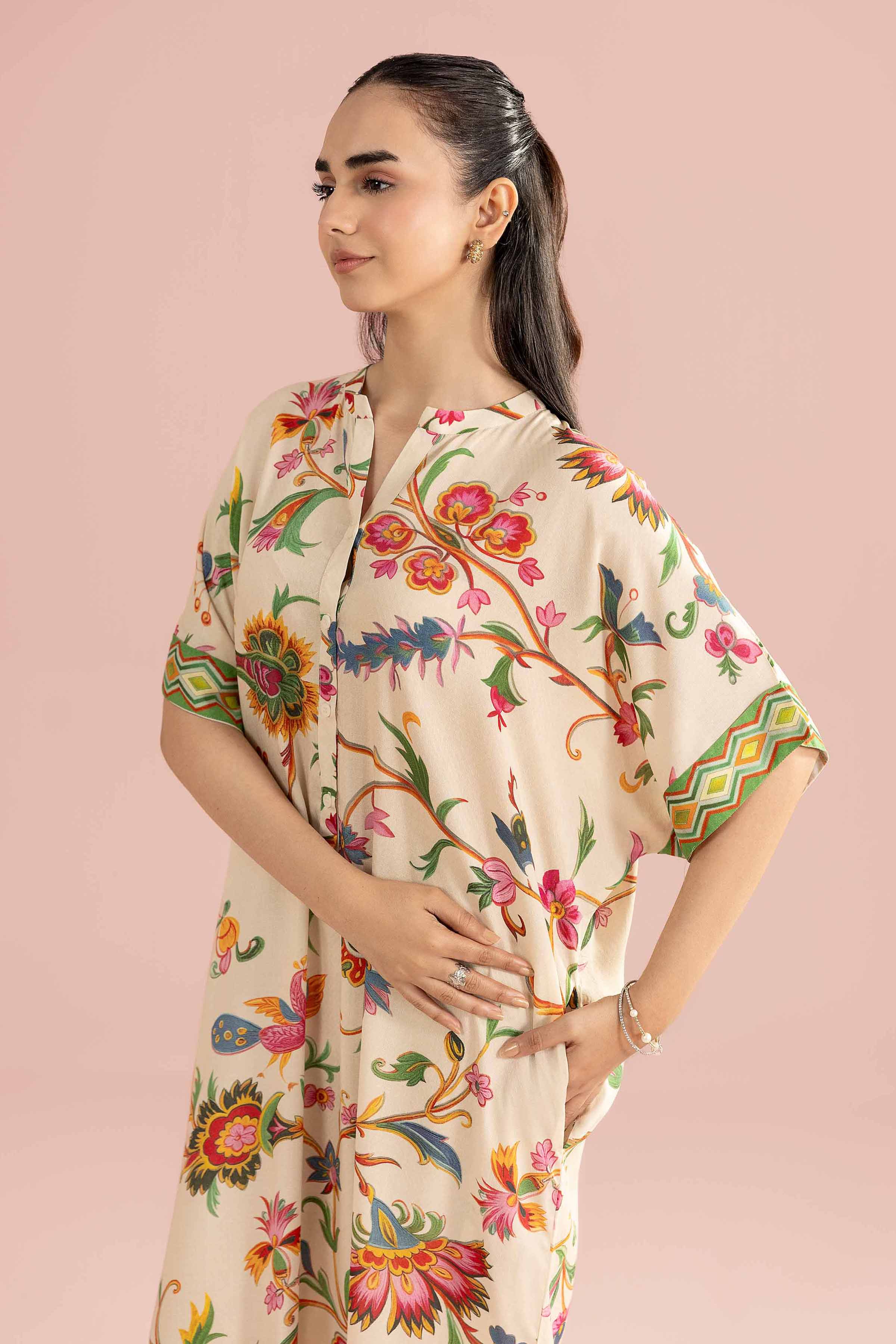 NishatUK - Beige Printed Dobby 1-piece ready to wear Shirt