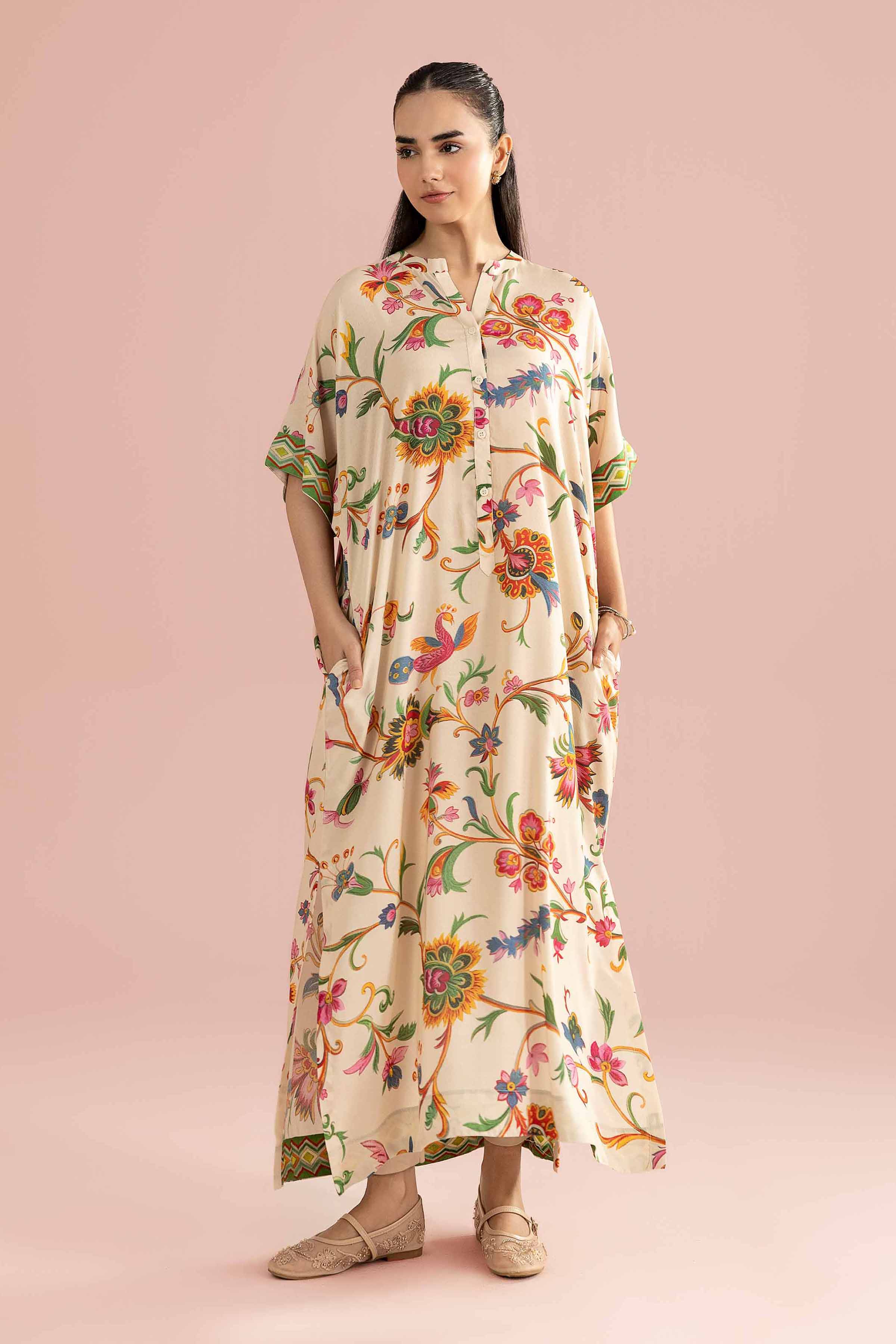 NishatUK - Beige Printed Dobby 1-piece ready to wear Shirt