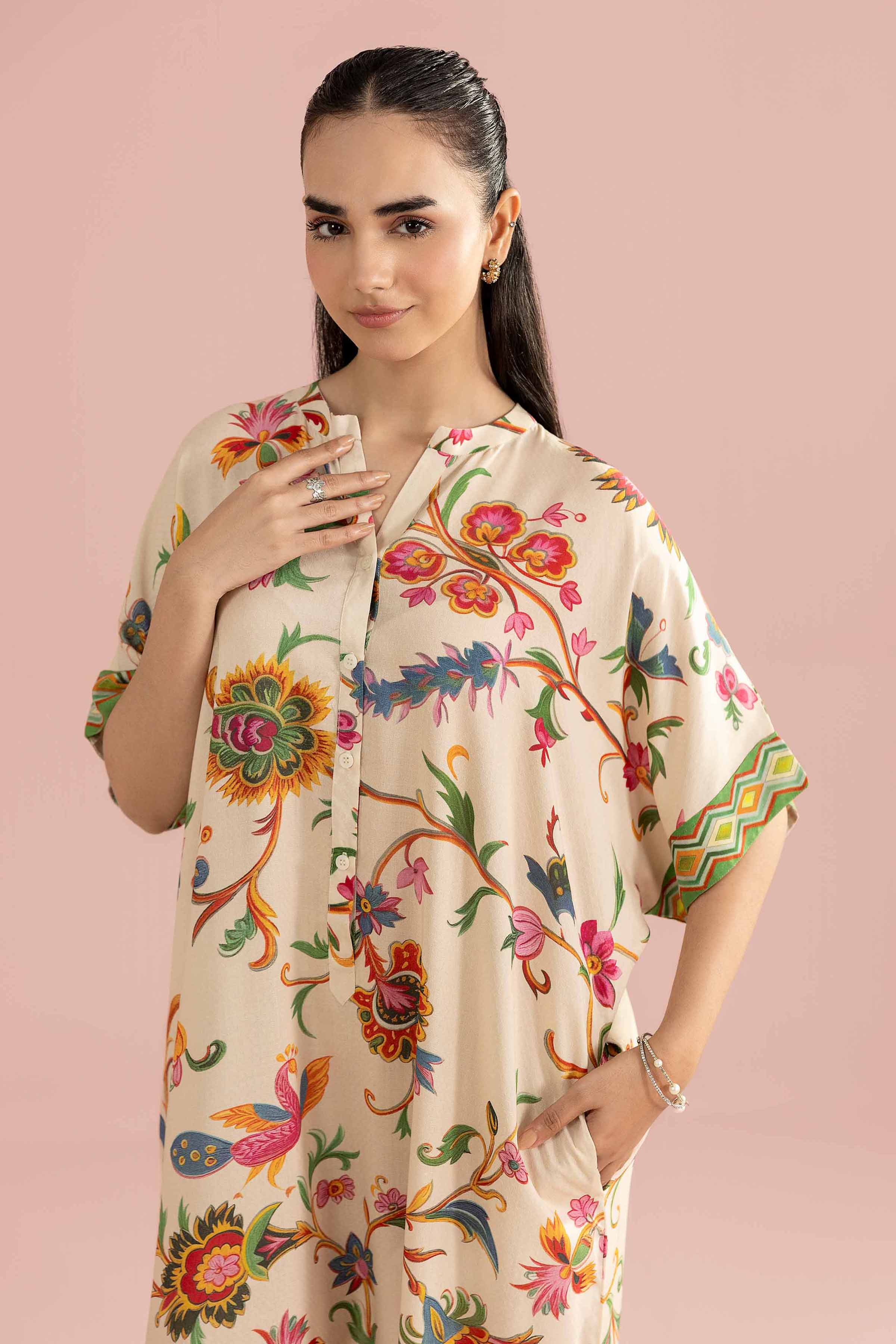 NishatUK - Beige Printed Dobby 1-piece ready to wear Shirt