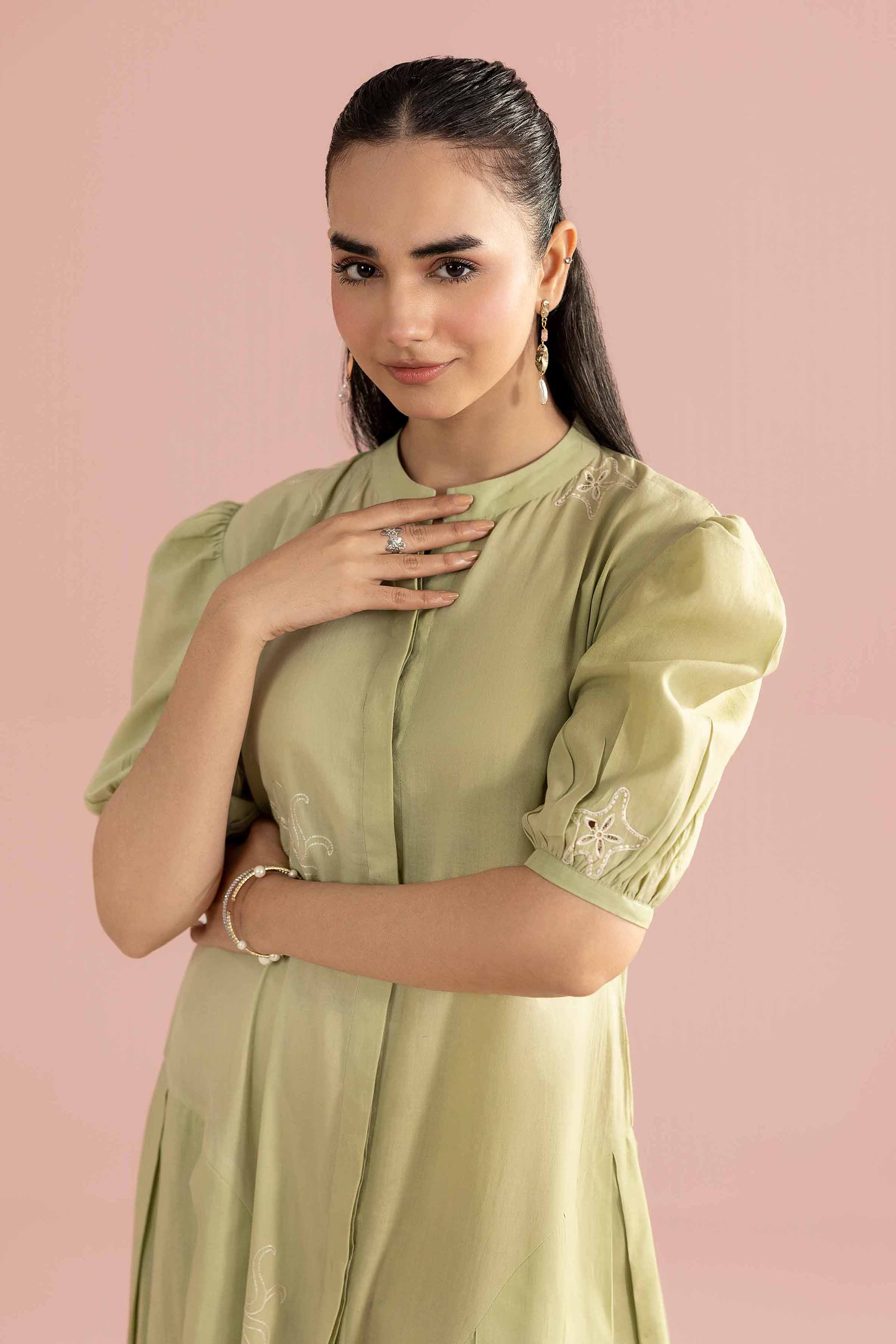 NishatUK - Green Embroidered Cambric 1-piece ready to wear dress