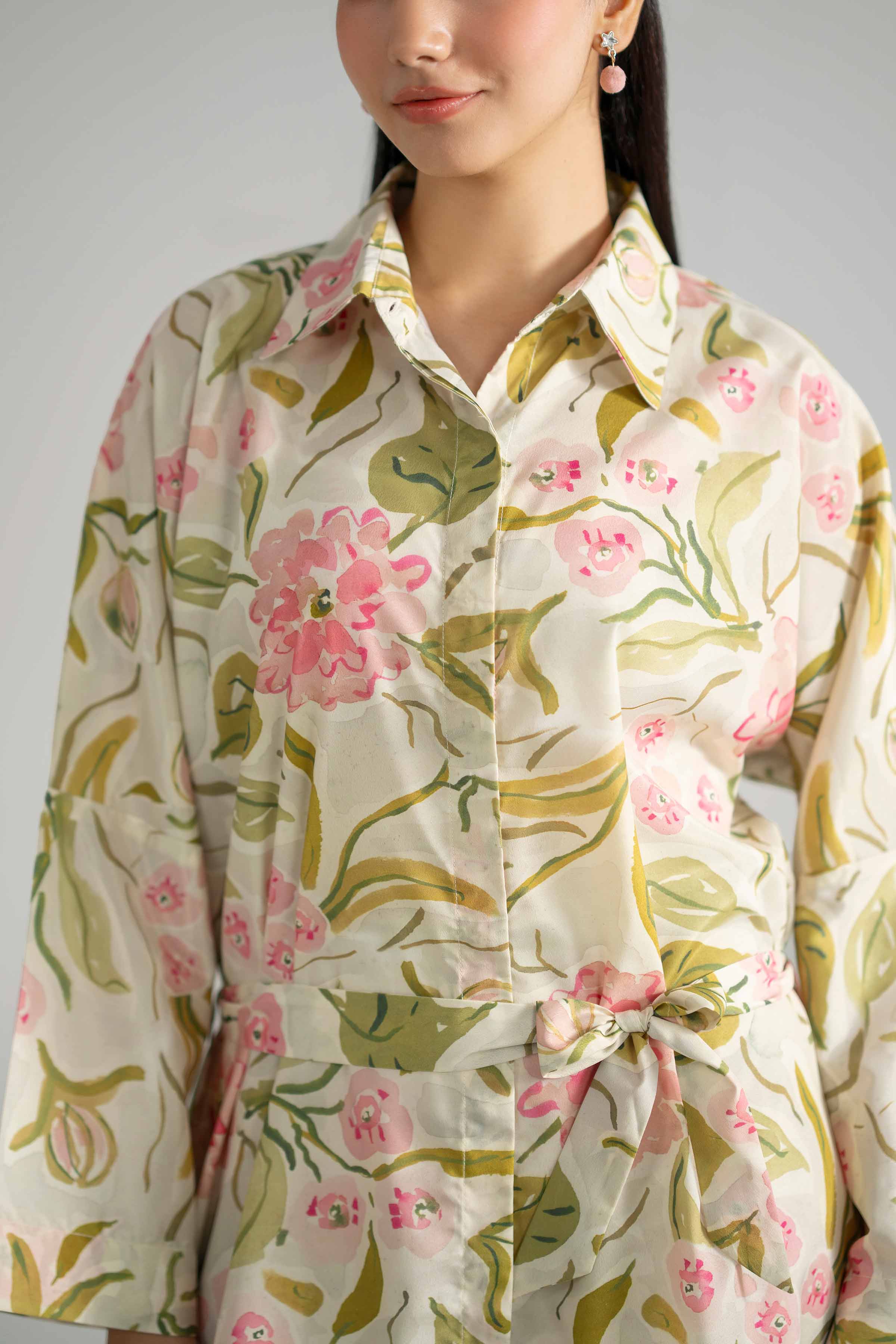 Nishat UK - Green Printed Silk 1-piece ready to wear Shirt