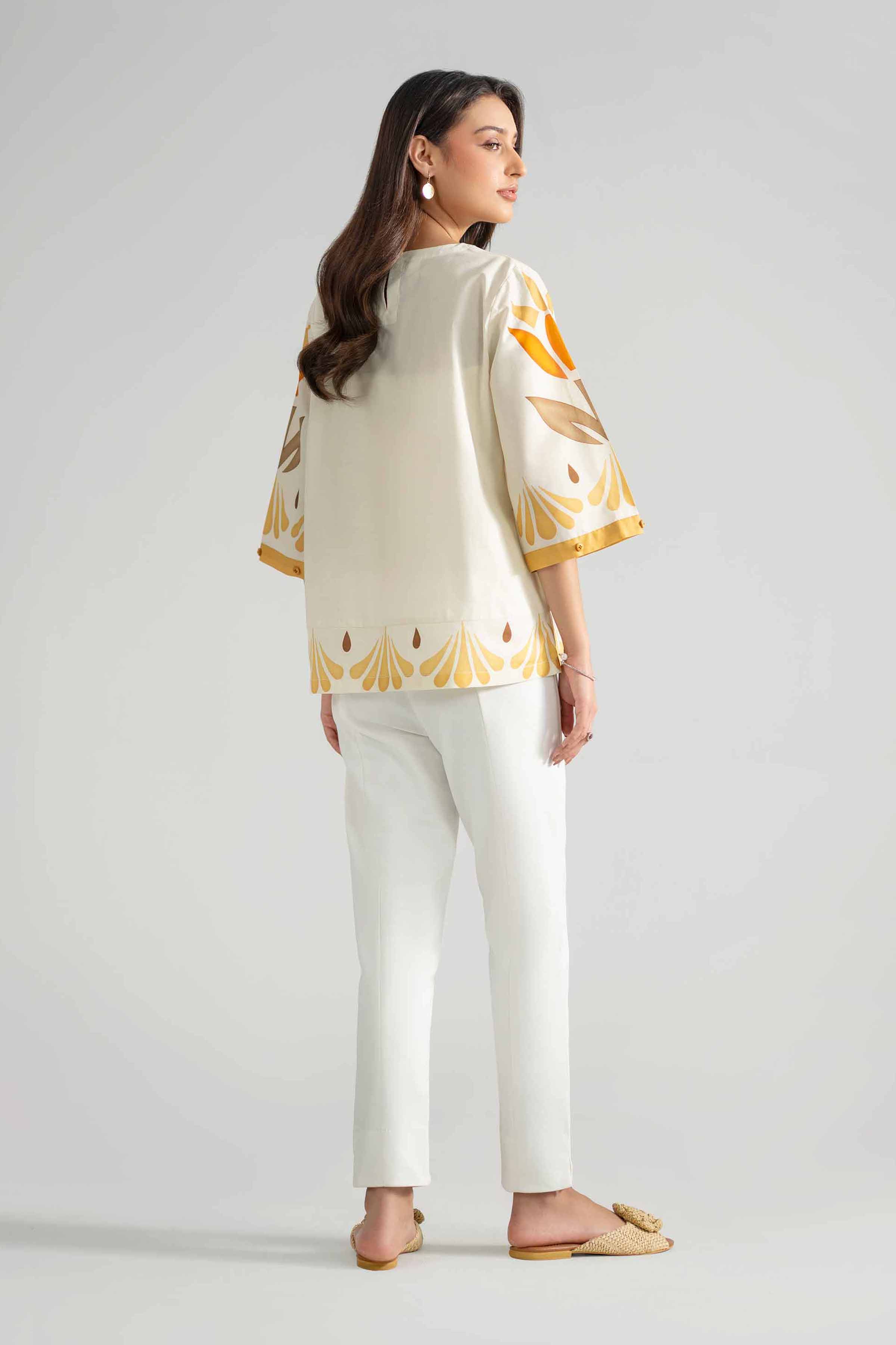 Nishat UK - Off White Printed Cambric 1-piece ready to wear tunic