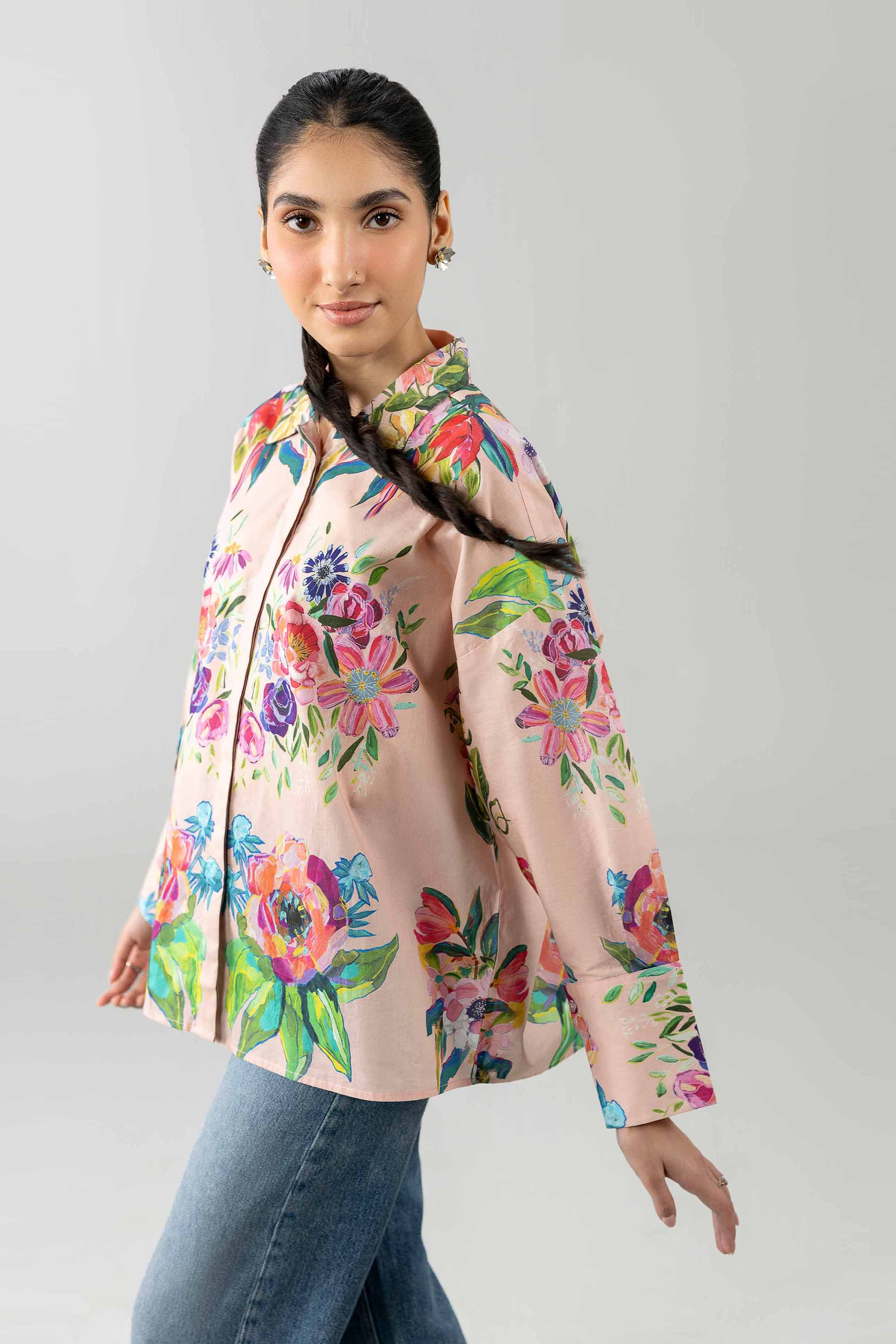 Nishat UK - Pink Printed Cambric 1-piece ready to wear Shirt