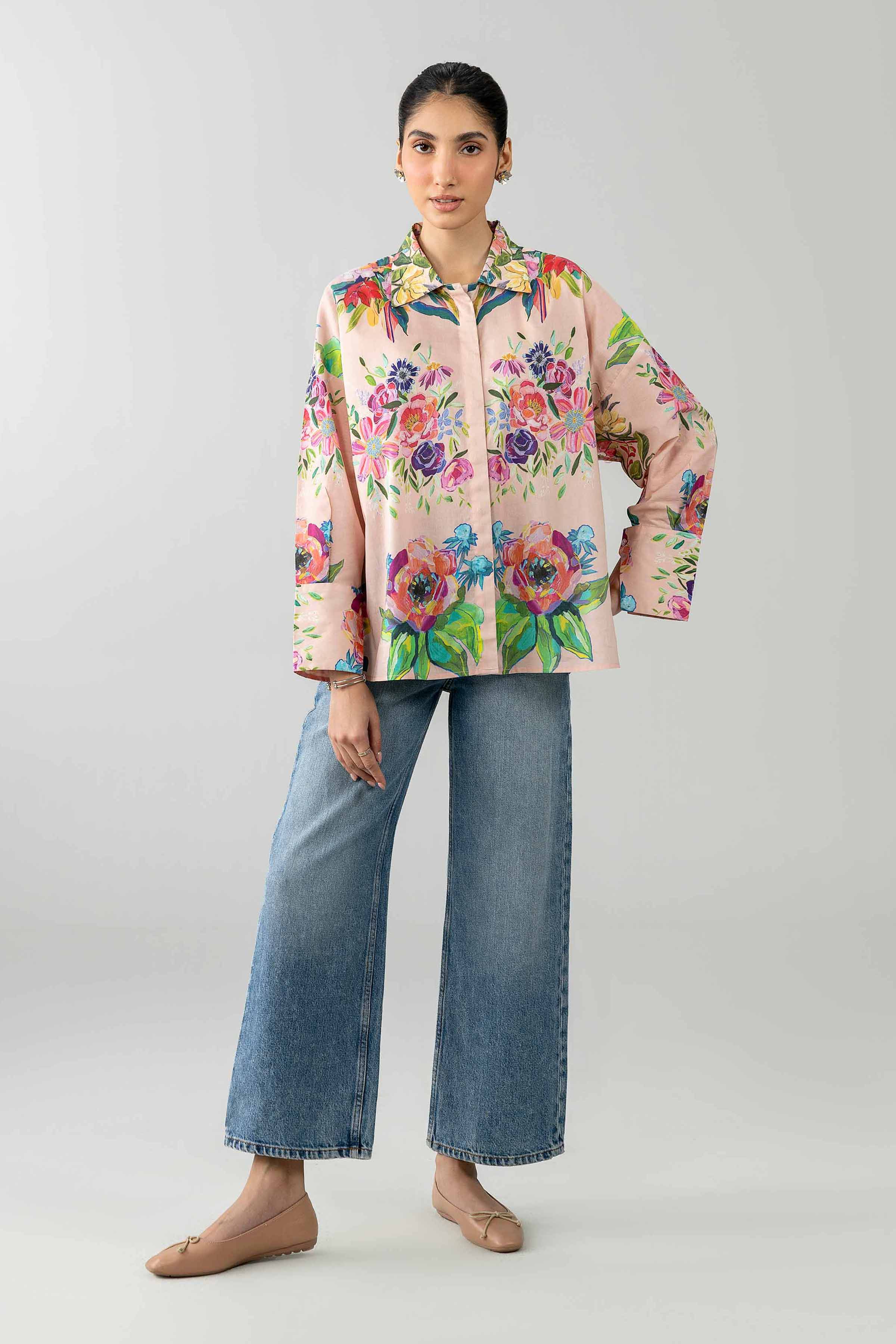 Nishat UK - Pink Printed Cambric 1-piece ready to wear Shirt