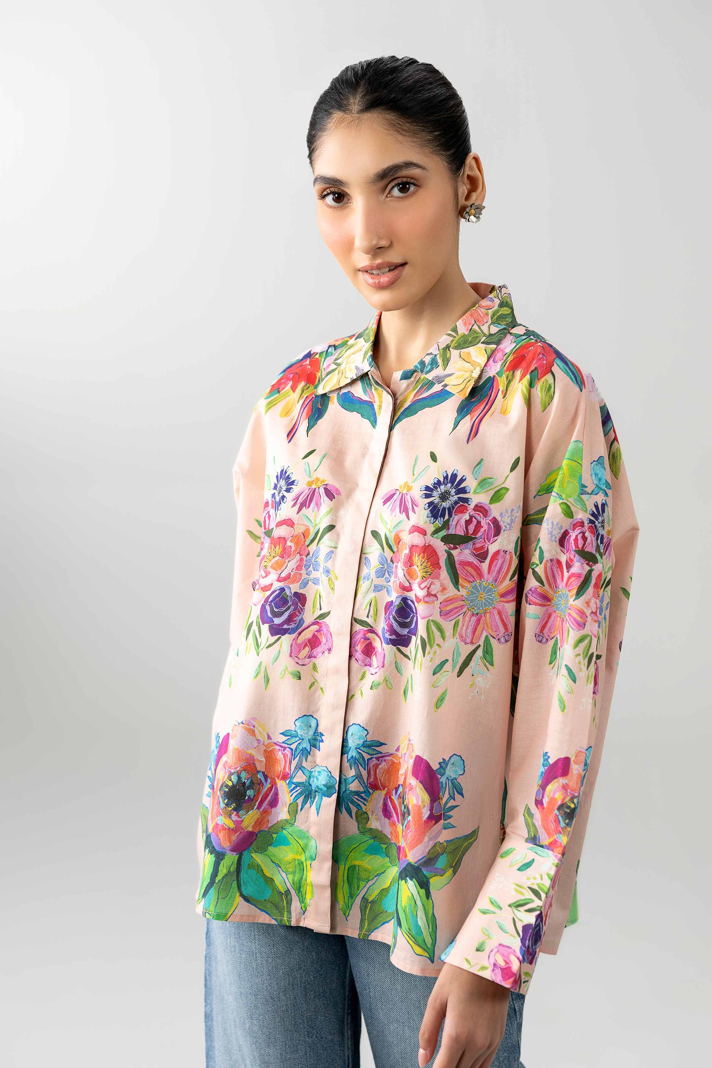 Nishat UK - Pink Printed Cambric 1-piece ready to wear Shirt