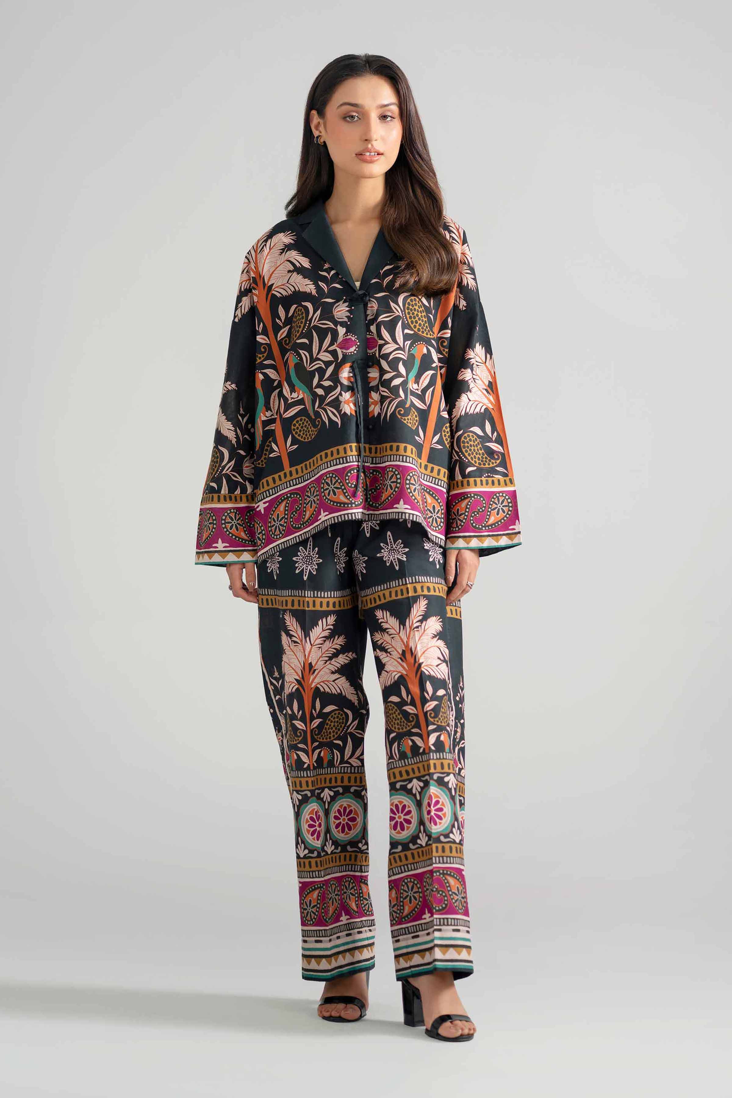 Nishat UK - Black Printed Cambric 2-piece ready to wear Dress