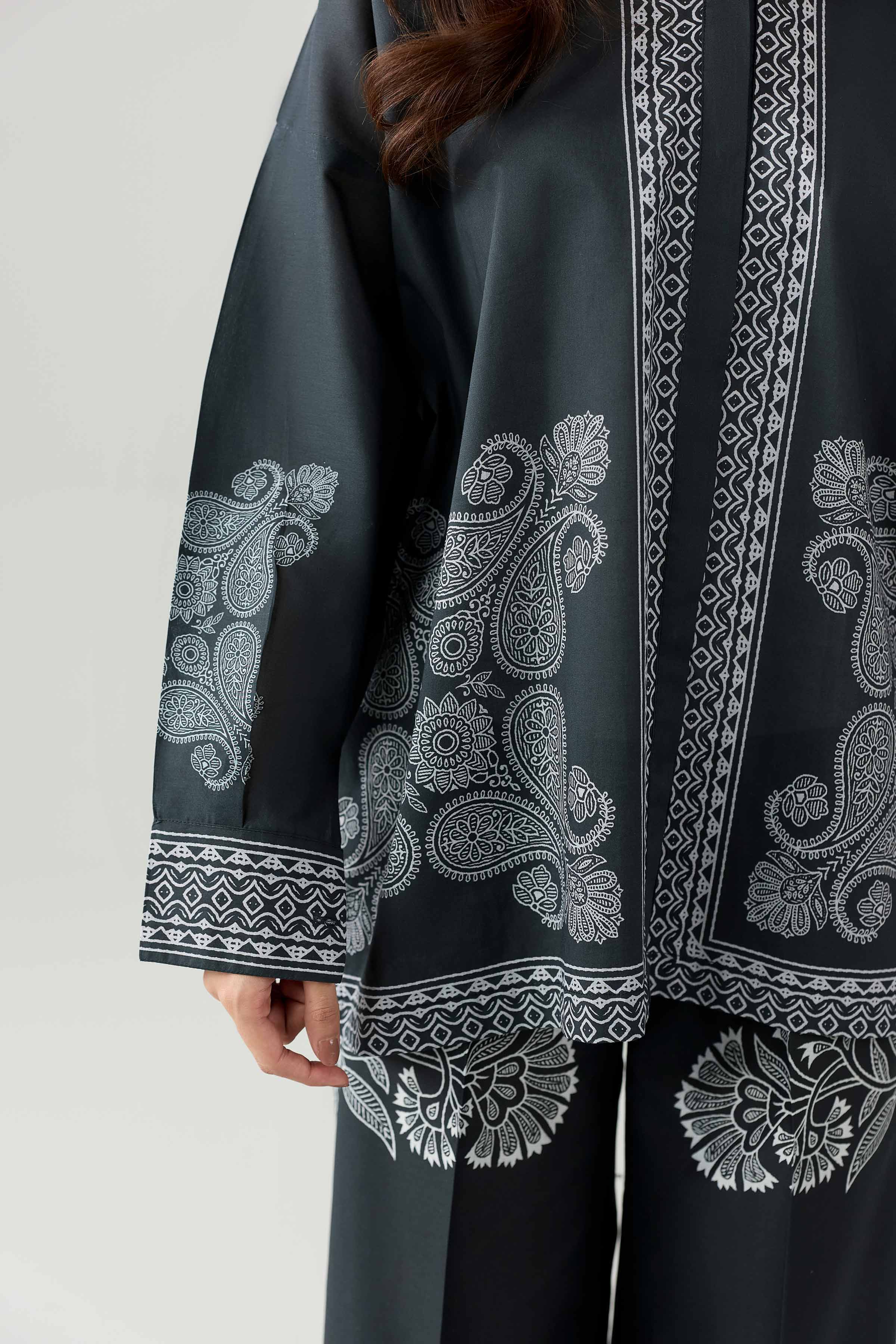 Nishat UK - Black Printed Cambric 2 Pieces ready to wear Dress