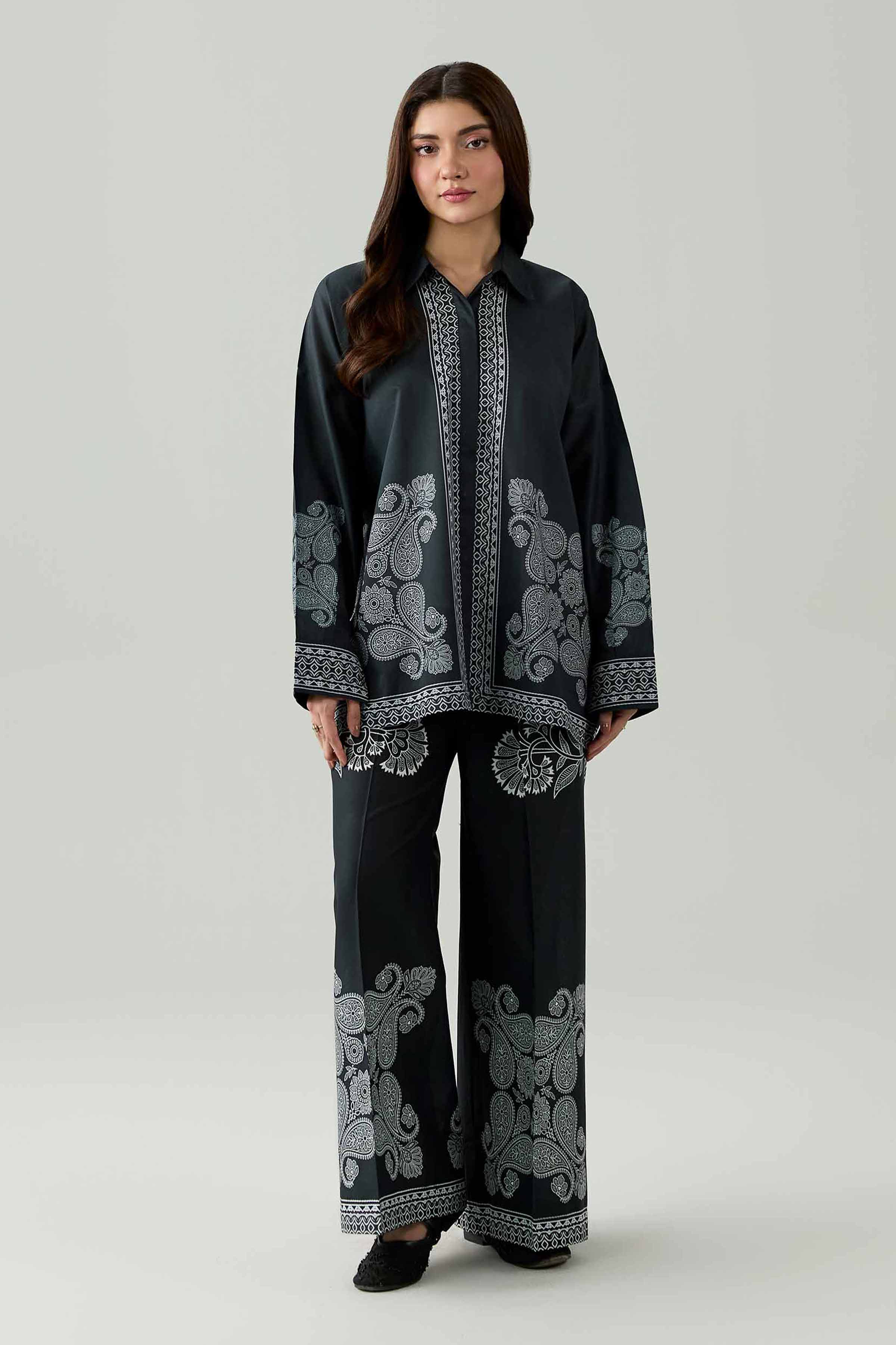 Nishat UK - Black Printed Cambric 2 Pieces ready to wear Dress