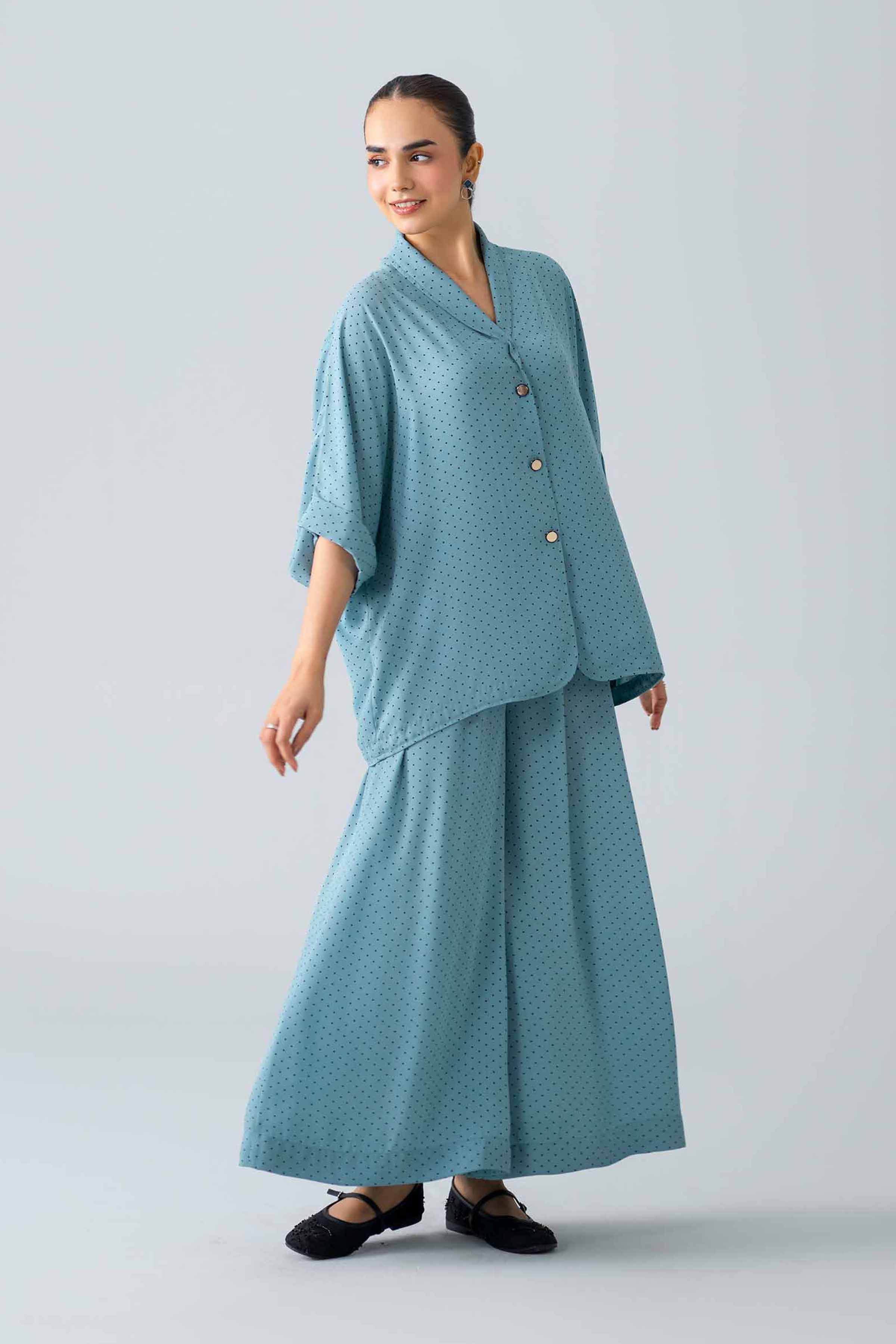 Nishat UK - Blue Printed Georgette 2 Pieces ready to wear Dress
