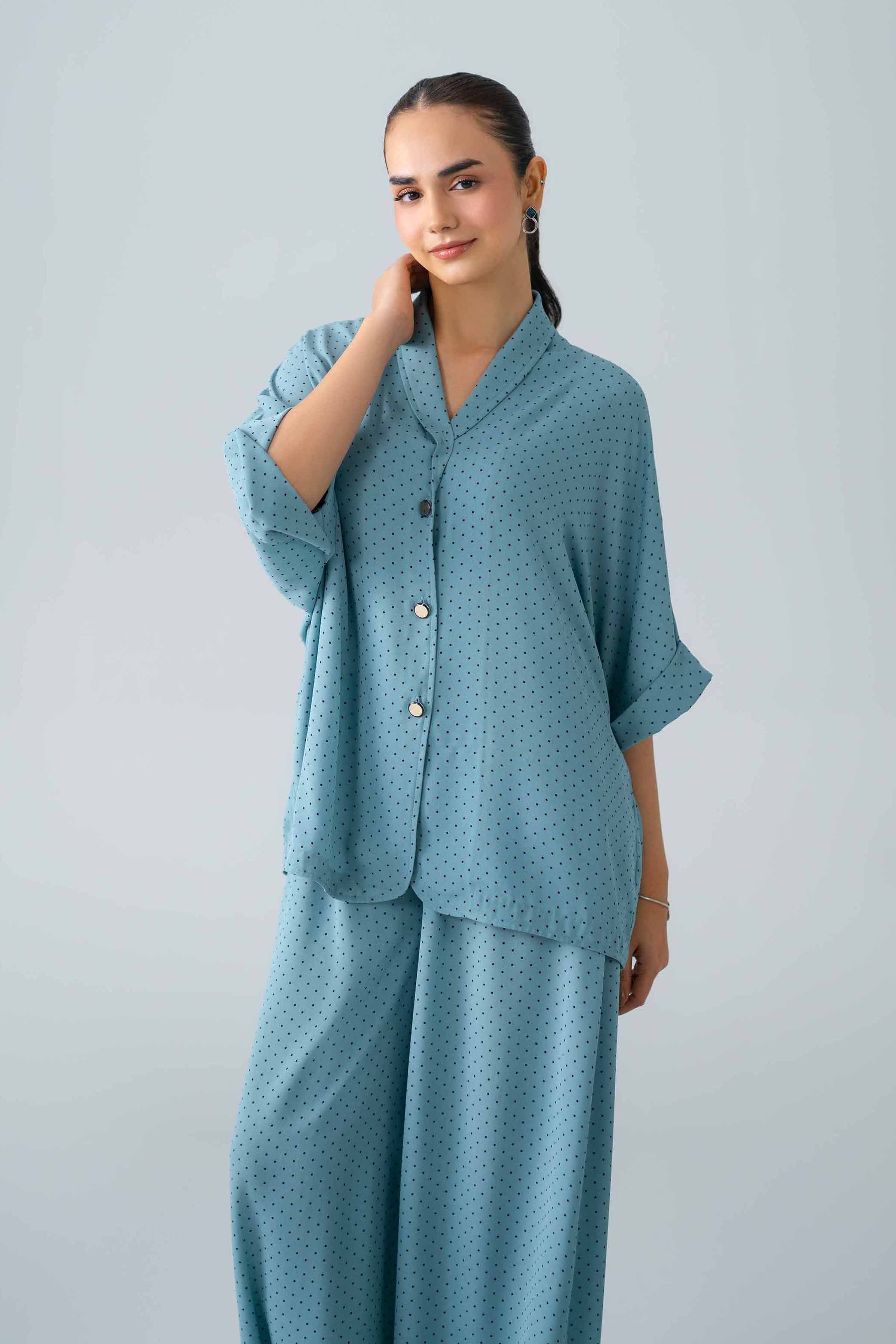 Nishat UK - Blue Printed Georgette 2 Pieces ready to wear Dress