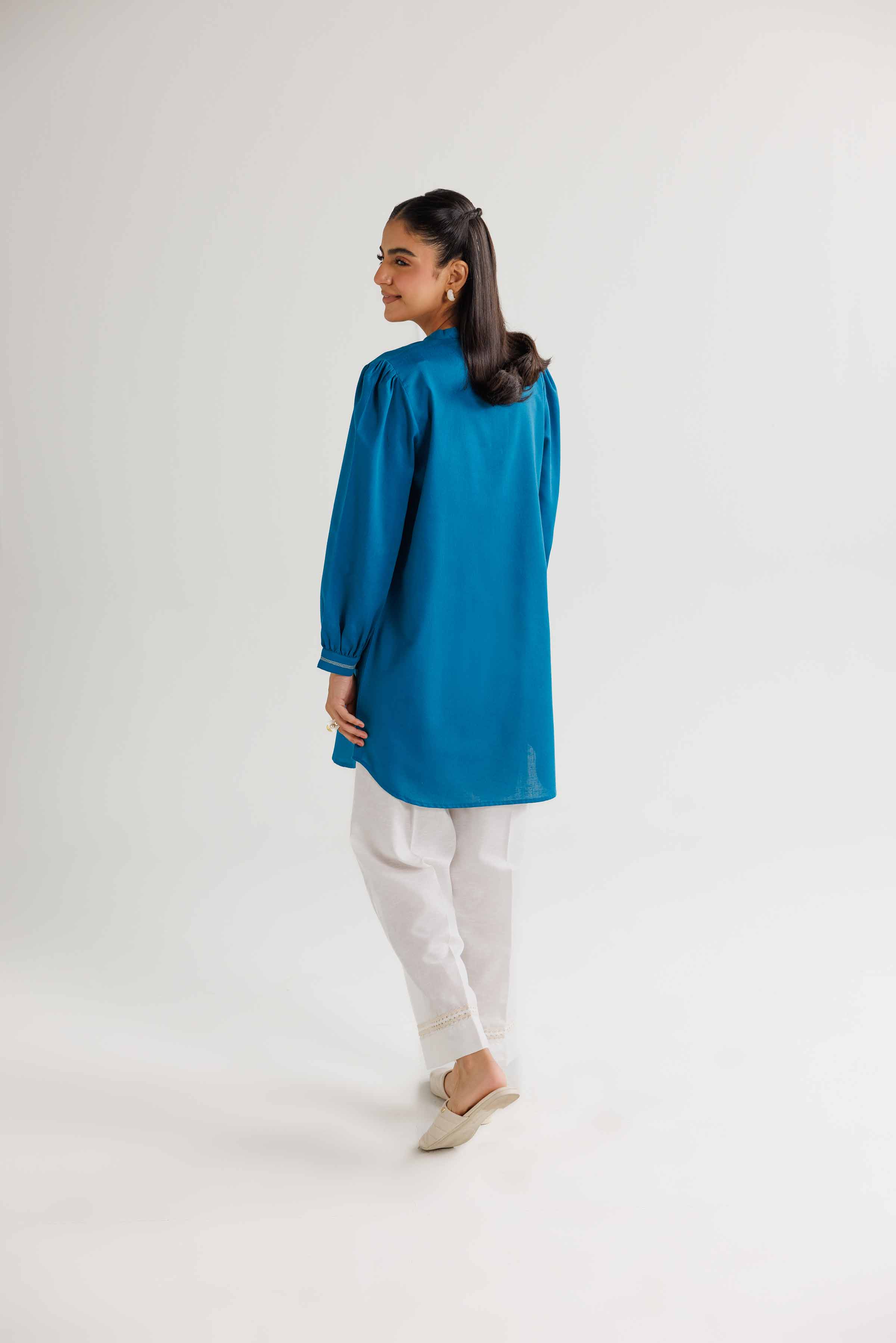 NishatUK - Teal Embroidered Karandi 1-piece ready to wear Tunic