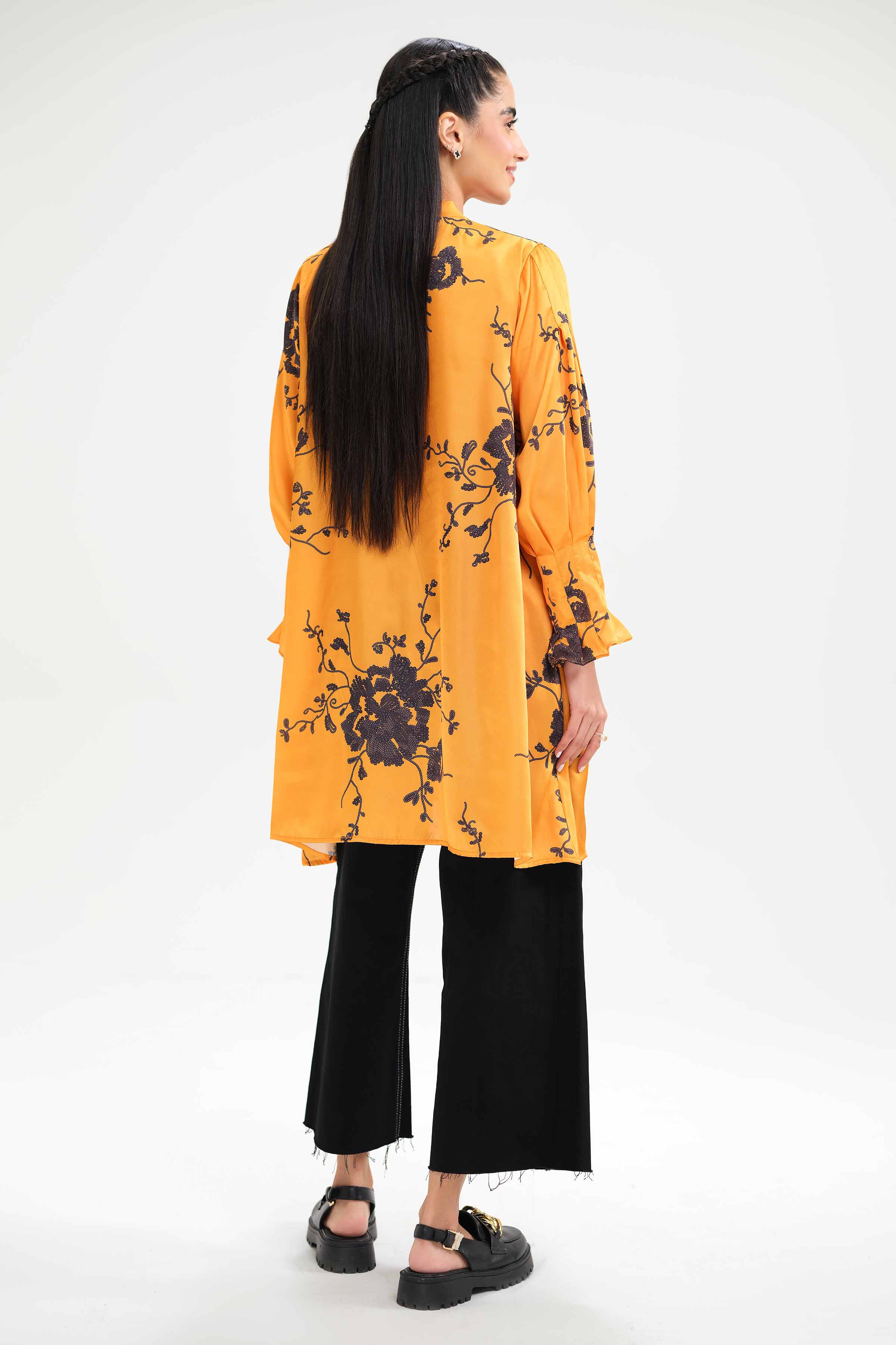 NishatUK - Brown Printed Silk 1-piece ready to wear Tunic