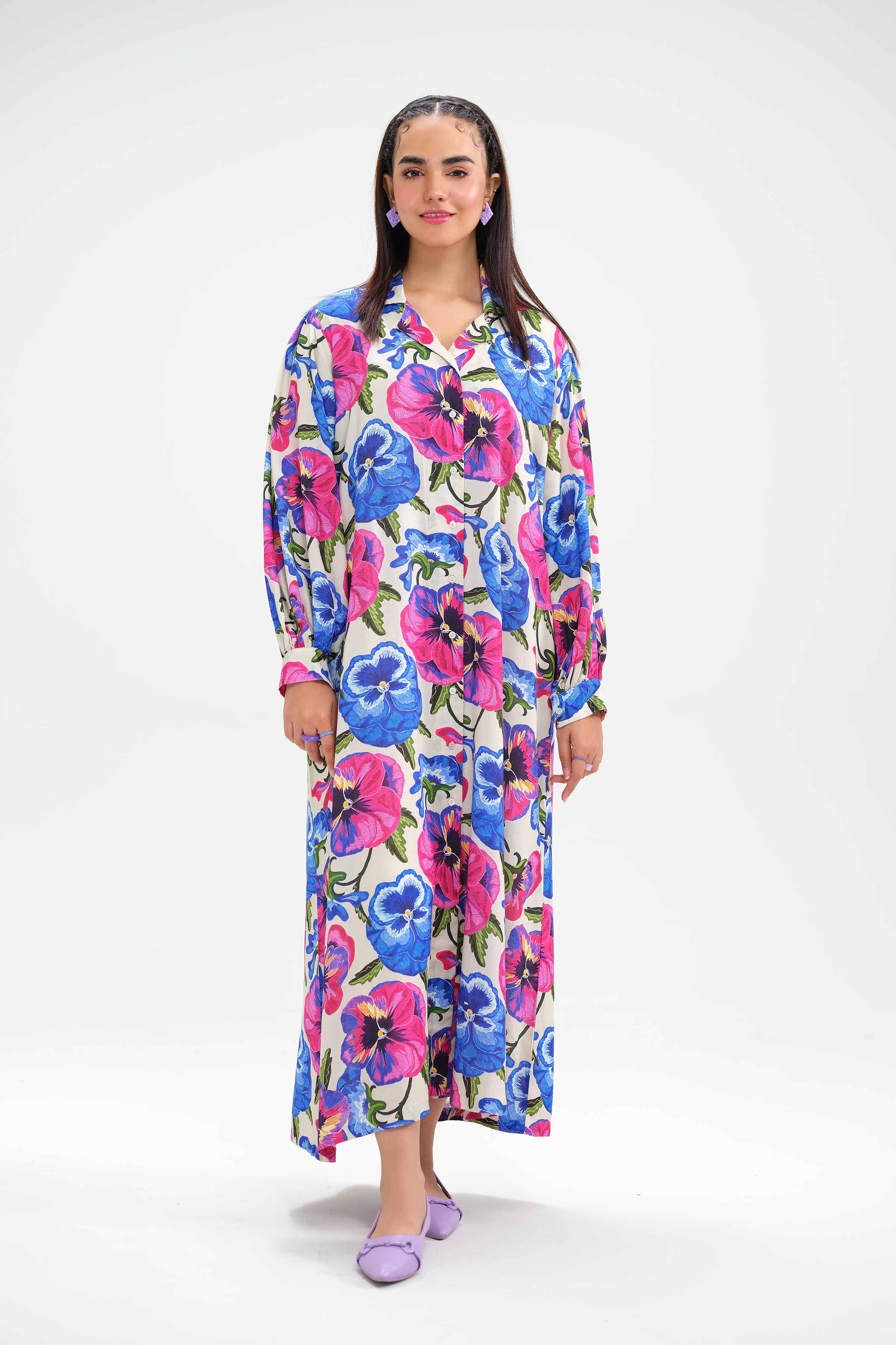 NishatUK - Beige Printed Dobby 1-piece ready to wear Shirt