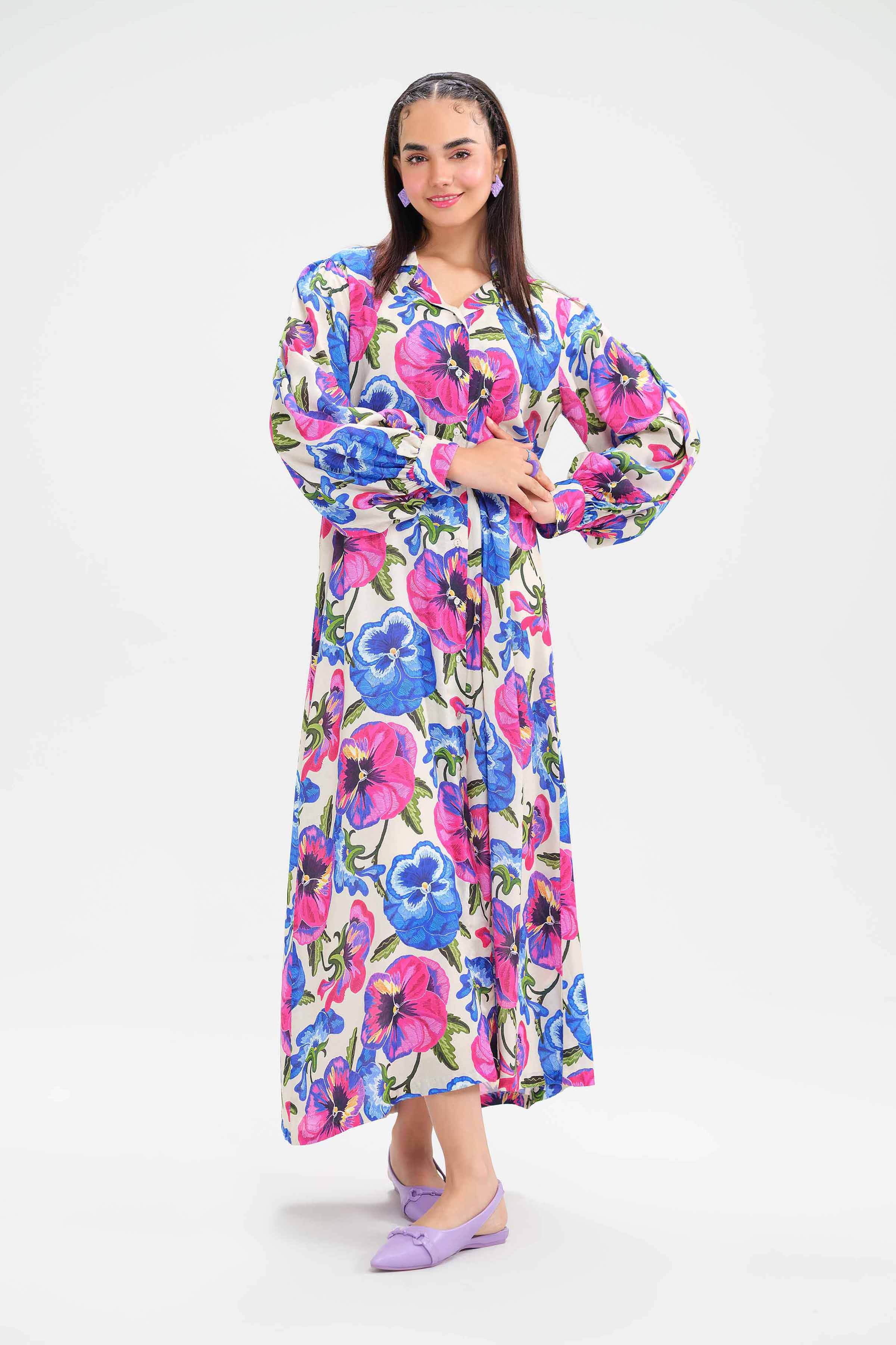 NishatUK - Beige Printed Dobby 1-piece ready to wear Shirt