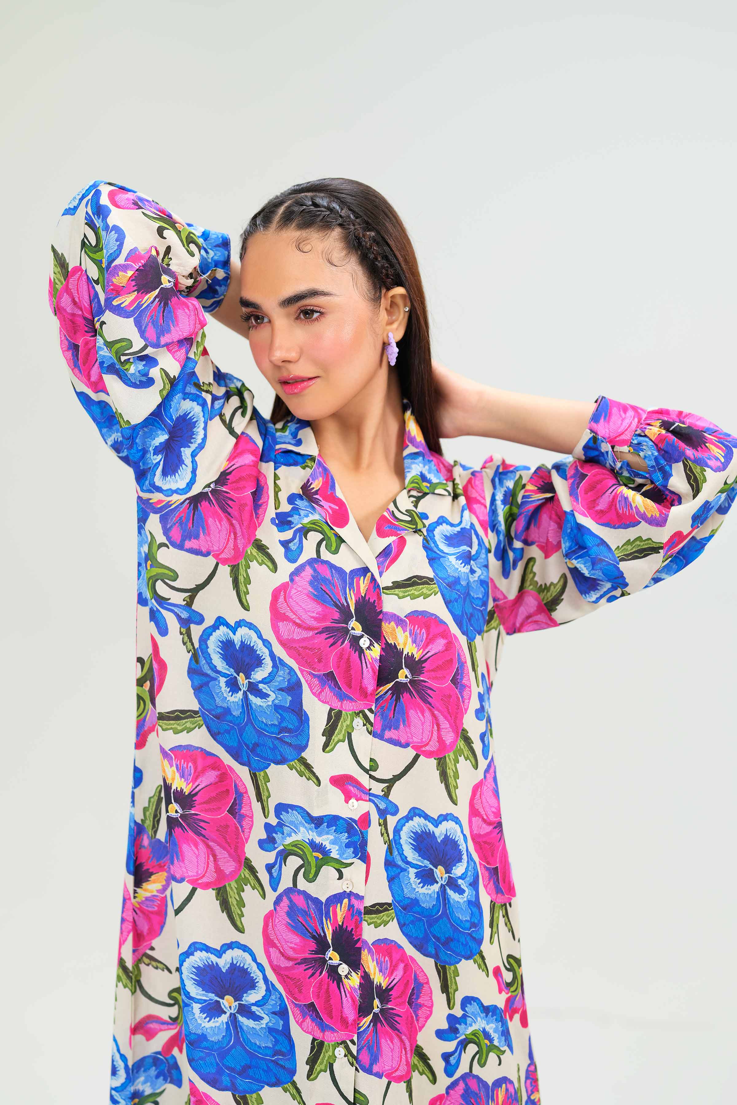 NishatUK - Beige Printed Dobby 1-piece ready to wear Shirt