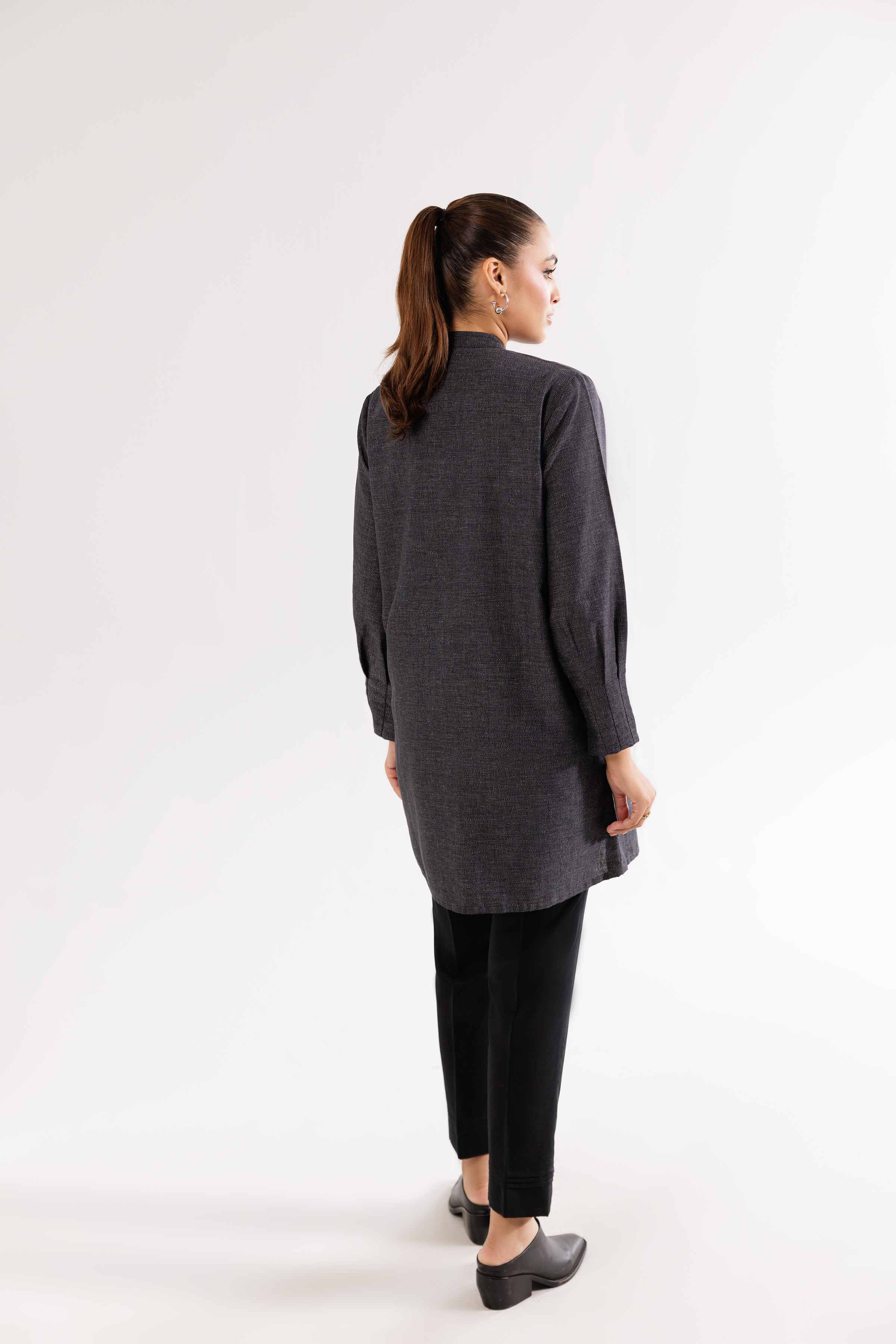 NishatUK - Brown Embroidered Yarn Dyed 1-piece ready to wear Tunic