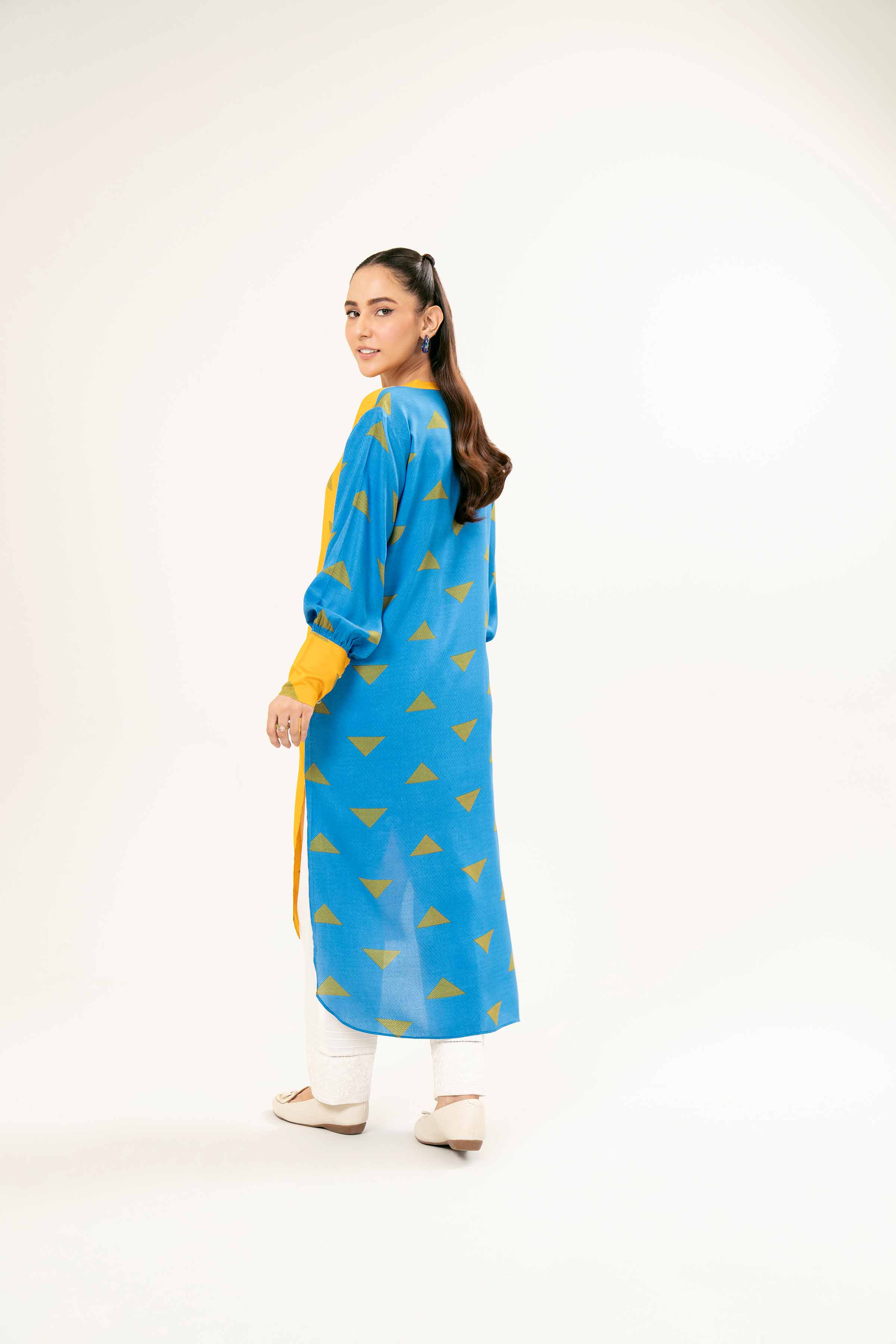 NishatUK - Brown Printed Micro Modal 1-piece ready to wear Long Dress