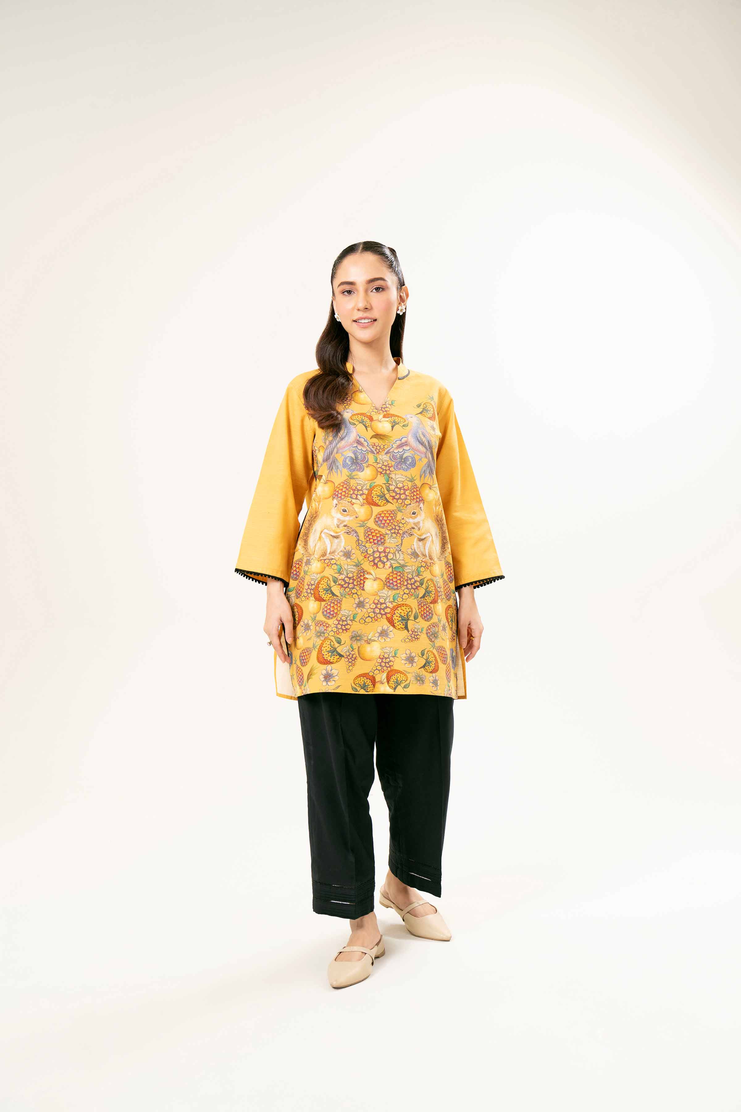 NishatUK - Brown Printed Khaddar 1-piece ready to wear Tunic