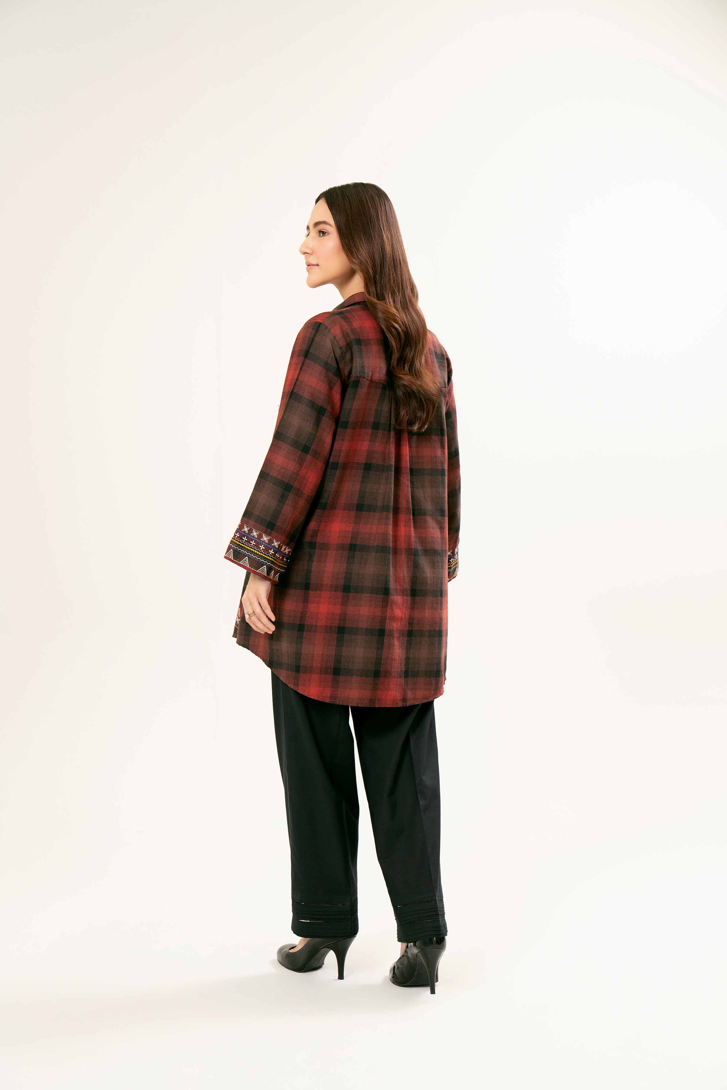NishatUK - Brown Embroidered Yarn Dyed 1-piece ready to wear Tunic