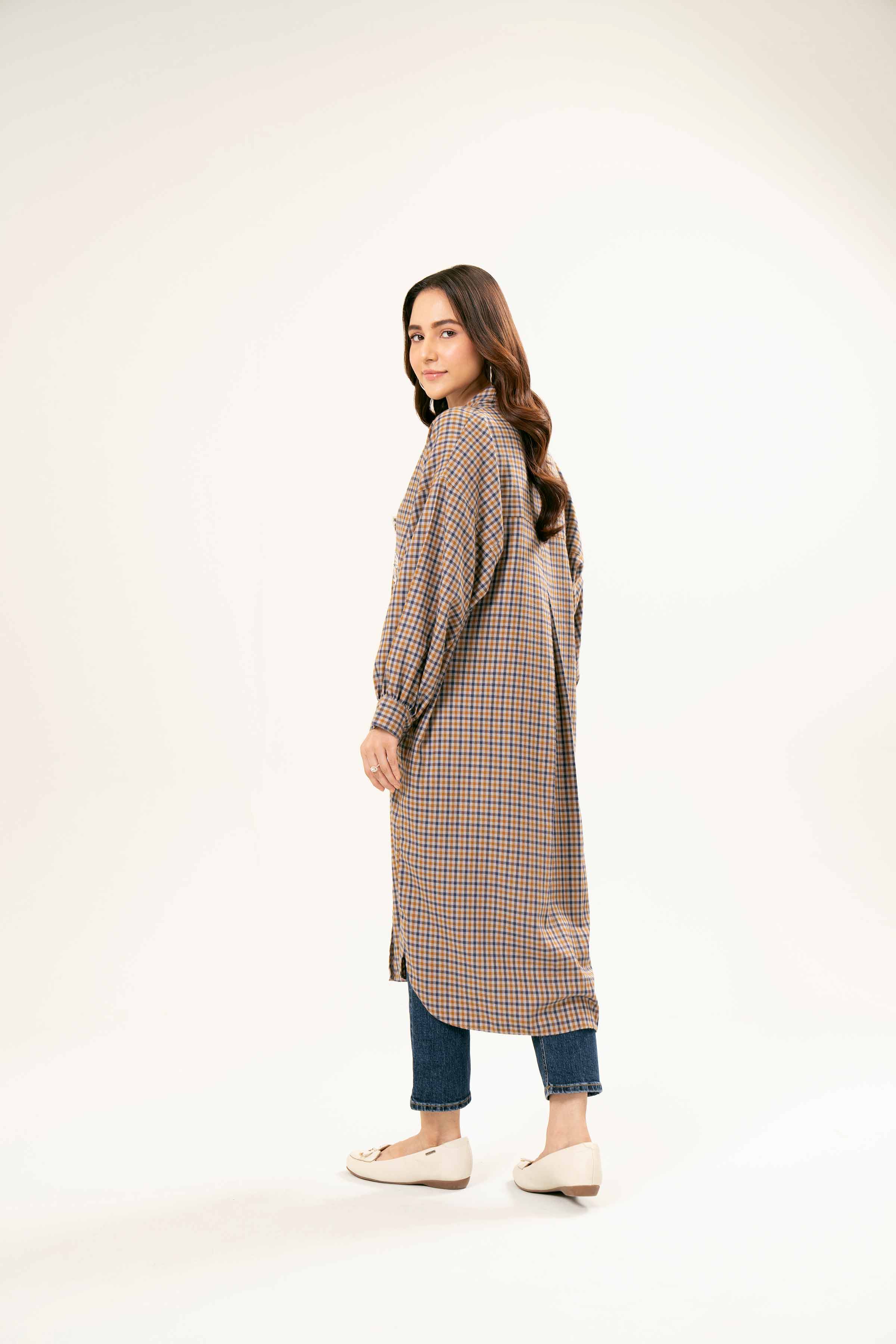 NishatUK - Brown Embroidered Yarn Dyed 1-piece ready to wear Shirt