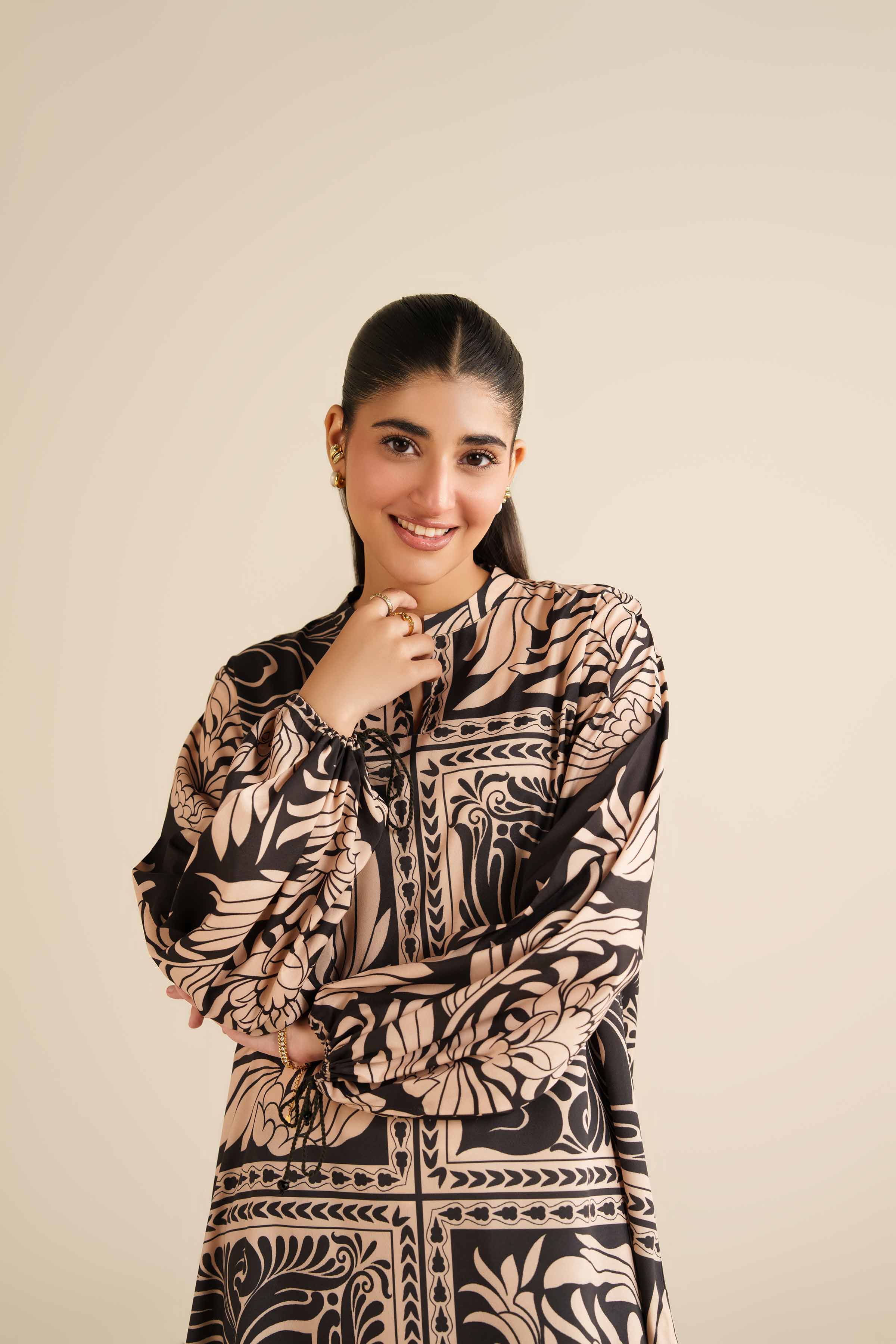 NishatUK - Black Silk 1-piece ready to wear Tunic