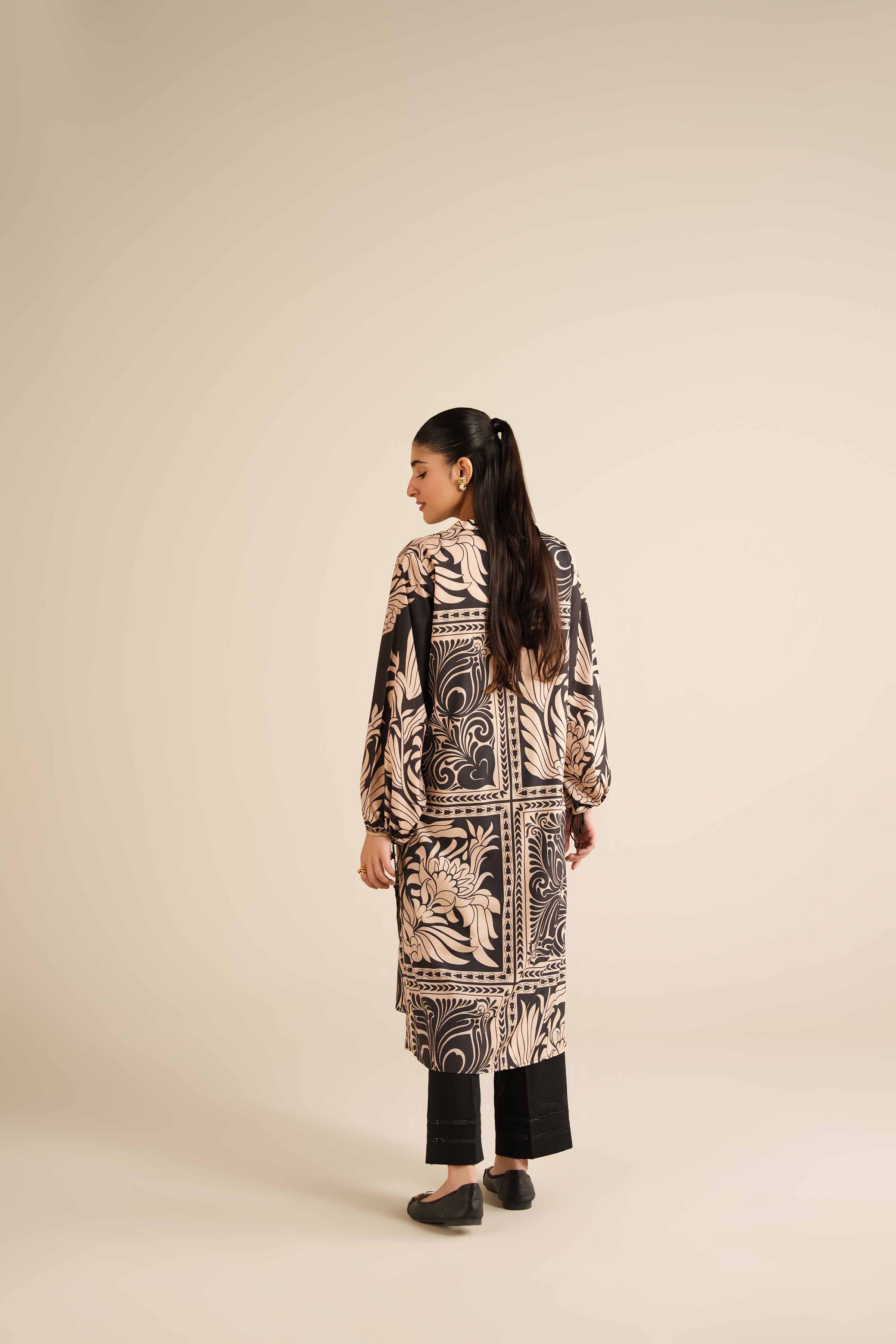 NishatUK - Black Silk 1-piece ready to wear Tunic