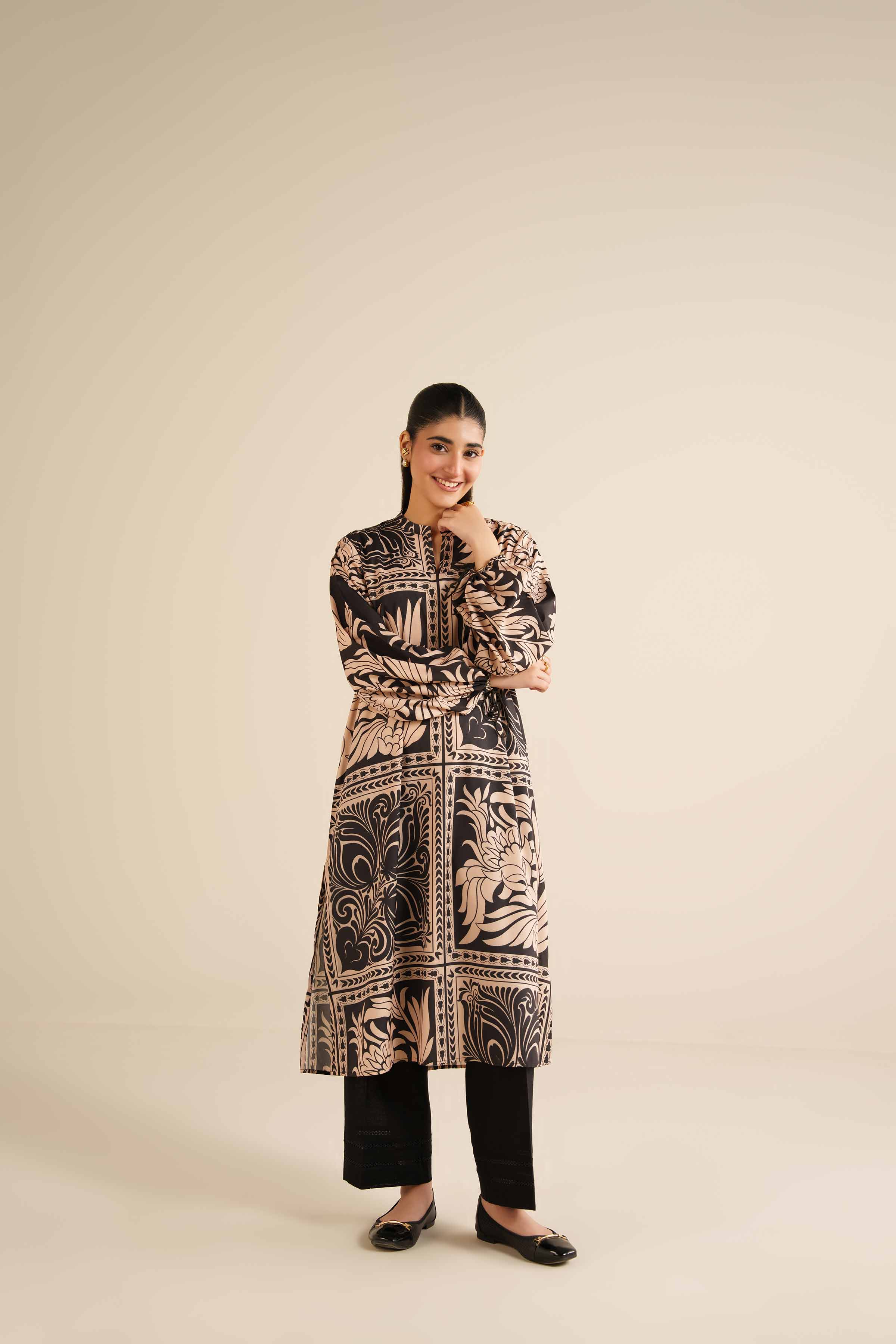 NishatUK - Black Silk 1-piece ready to wear Tunic