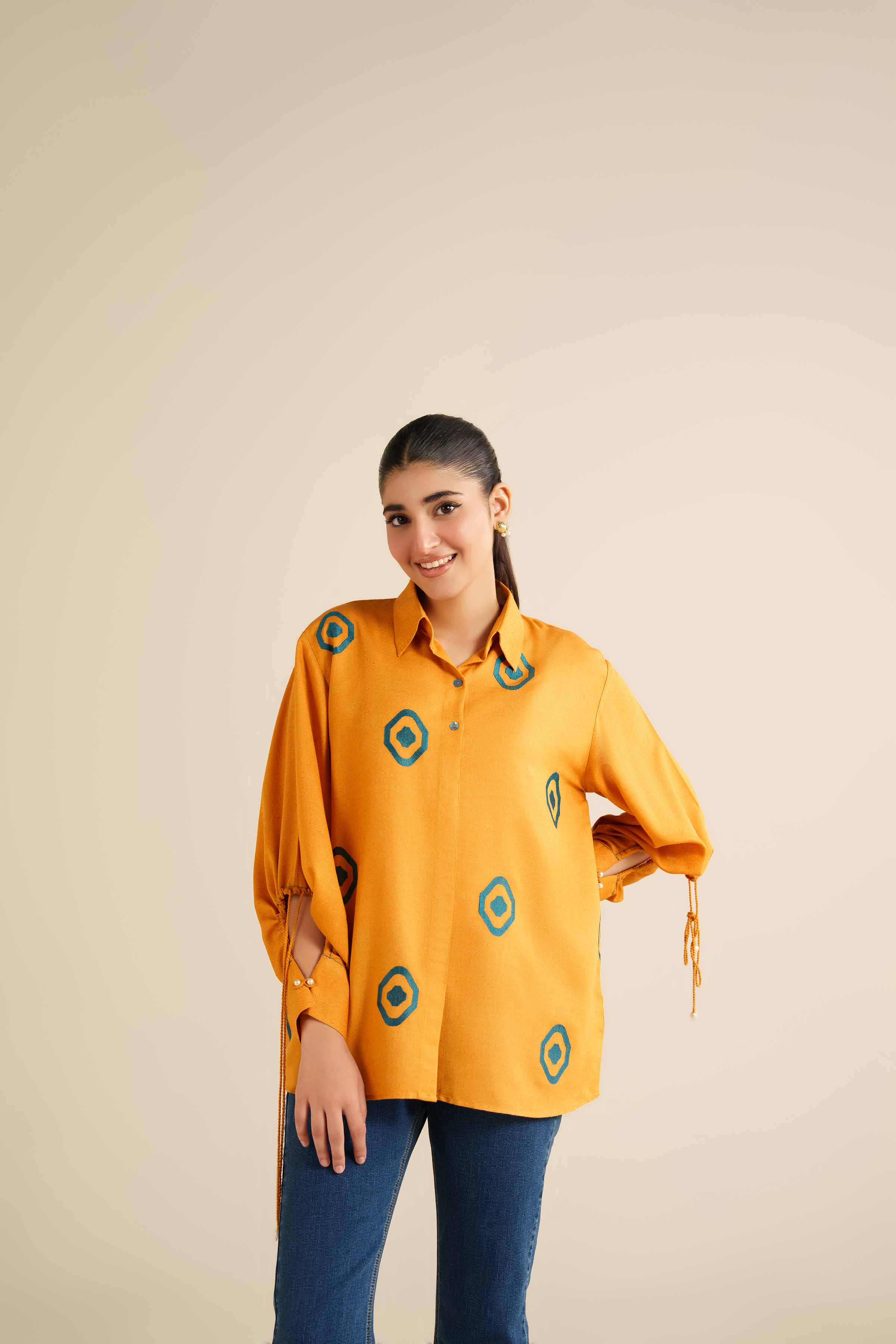 NishatUK - Yellow Embroidered Karandi 1-piece ready to wear Tunic